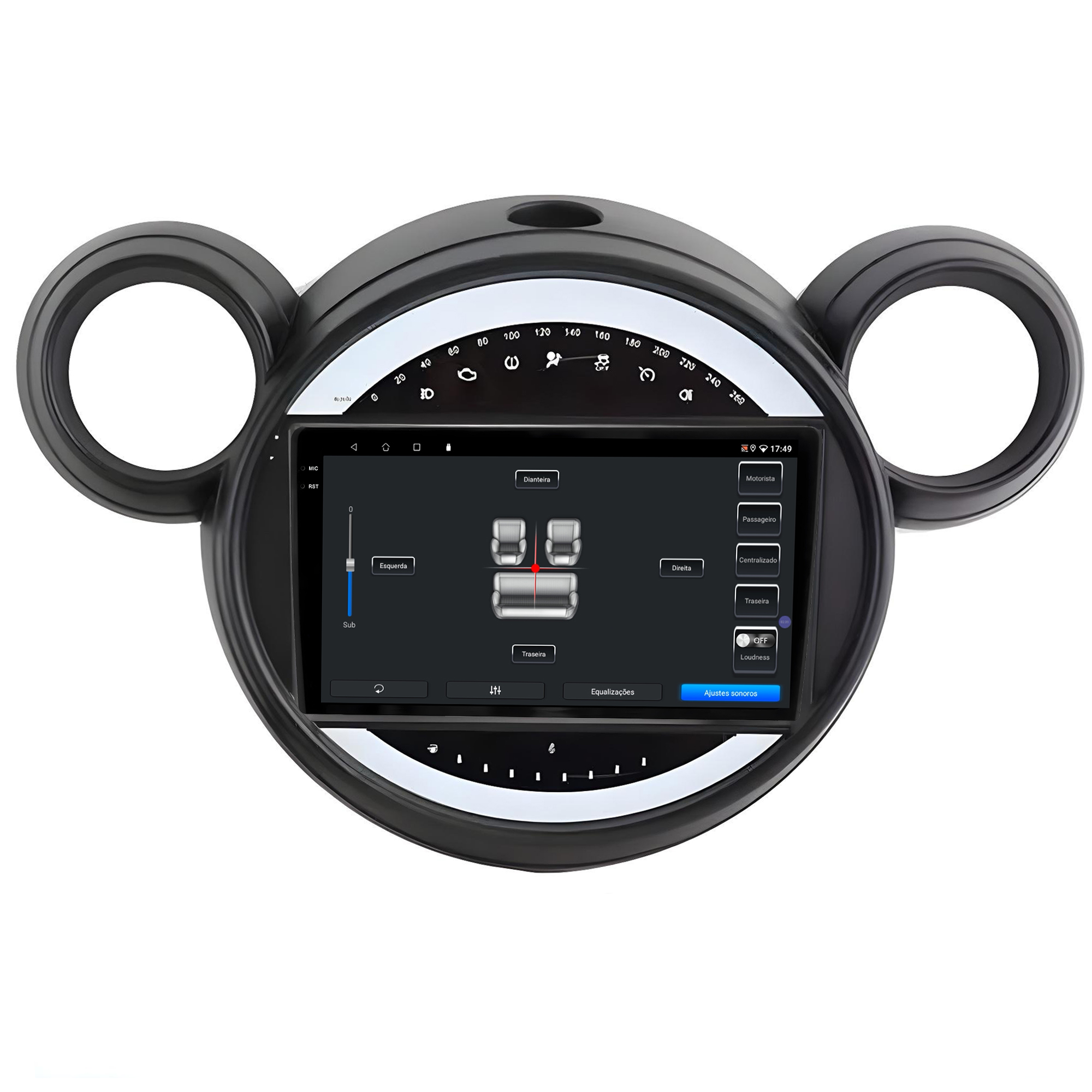 MULTIMÍDIA <BR> SOAUDIO S LINE <BR> 2RAM 64GB QLED 9'' <BR> MINI COOPER 1.6 <BR> MODELO MICKEY <BR> 2007 A 2016 - Imagem 10