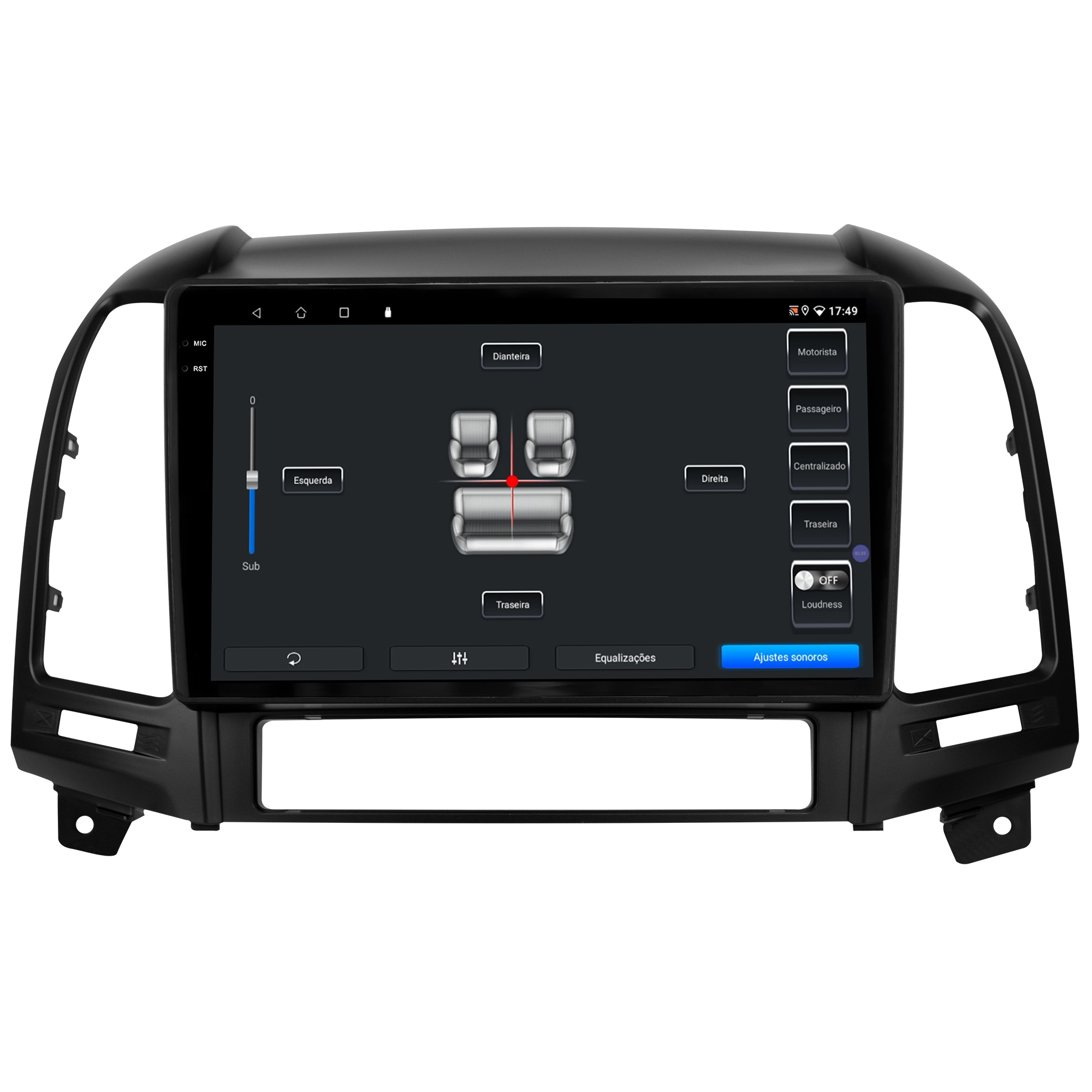 MULTIMÍDIA <BR> SOAUDIO S LINE <BR> 2RAM 64GB QLED 9''<BR> SANTA FÉ 2007 A 2013 - Imagem 10