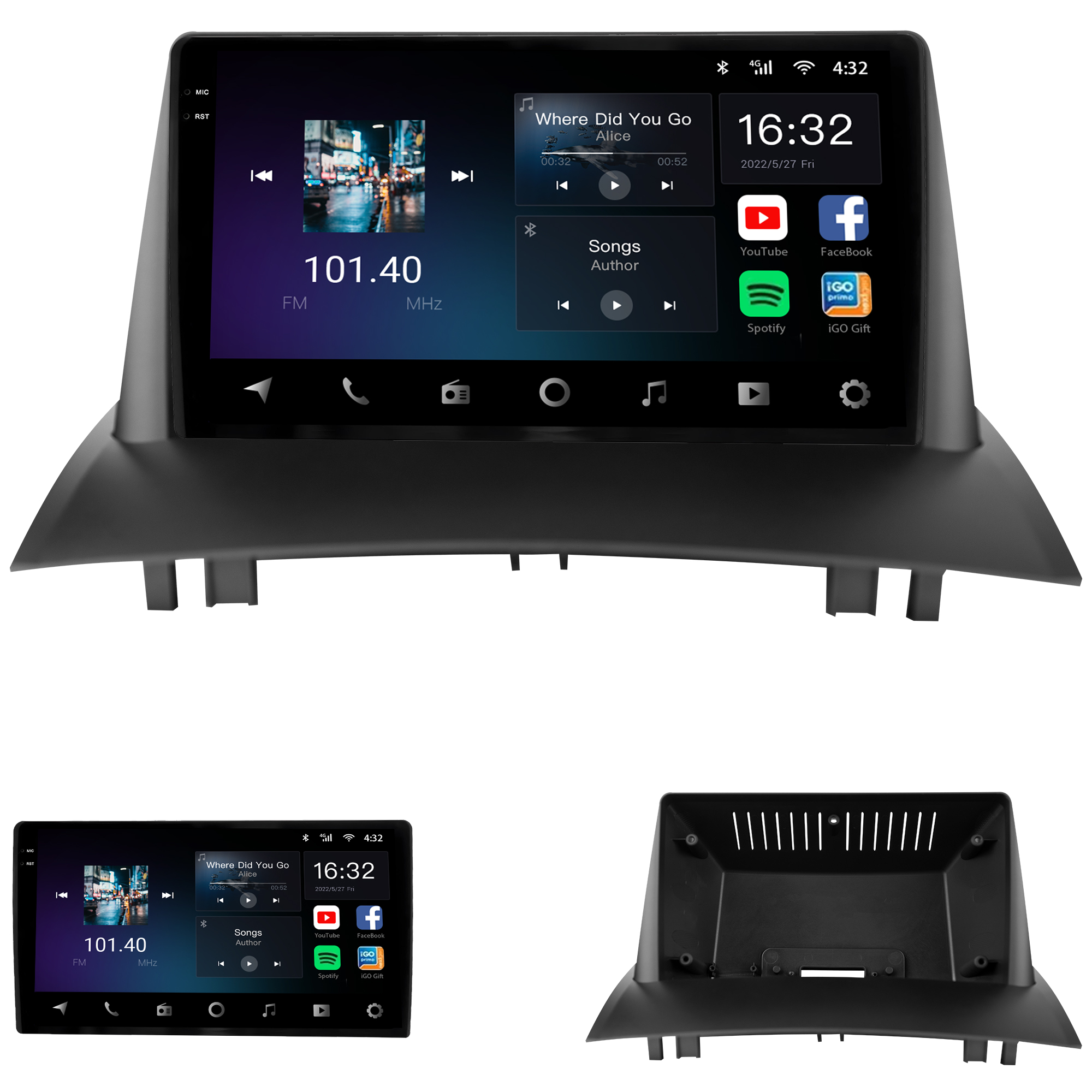 MULTIMÍDIA <BR> AIKON CORE RED <BR> 2RAM 64GB QLED 9'' <BR> MEGANE 2007 A 2013 - Imagem 2