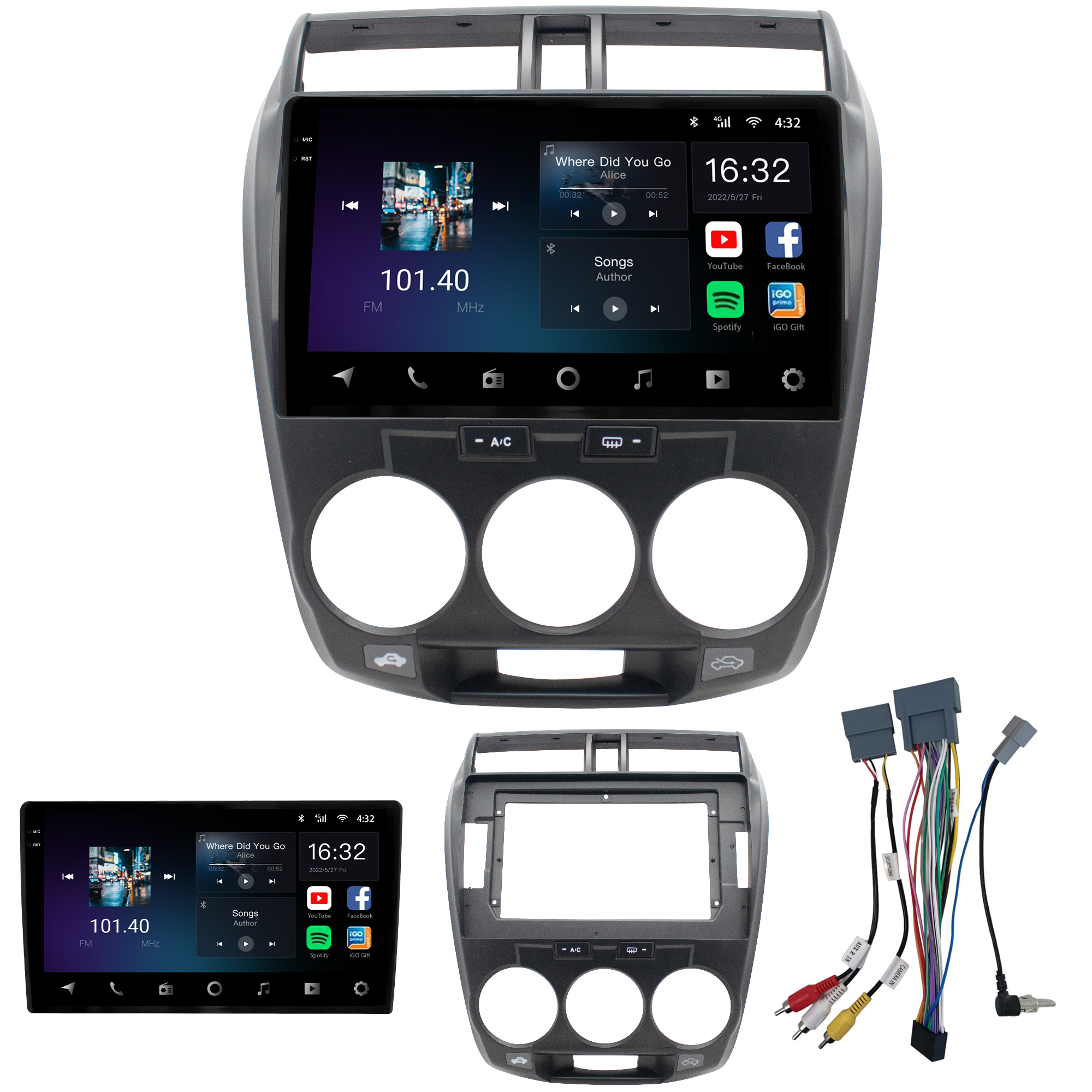 MULTIMÍDIA <BR> AIKON CORE RED <BR> 2RAM 64GB QLED 10" <BR> CITY 2008 A 2014 AR ANALÓGICO - Imagem 2