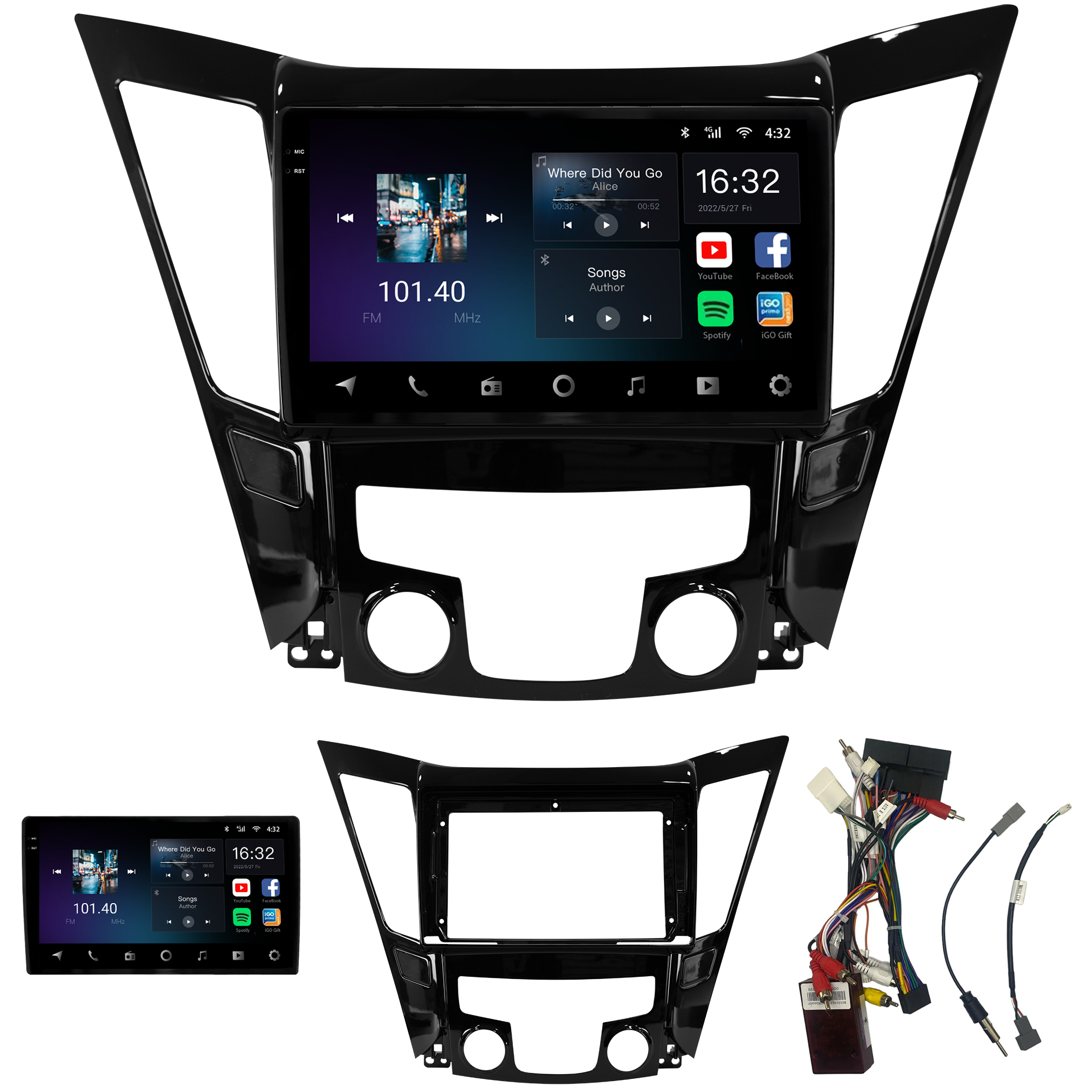 MULTIMÍDIA <BR> AIKON CORE RED <BR> 2RAM 64GB QLED 9'' <BR> HYUNDAI SONATA - Imagem 2