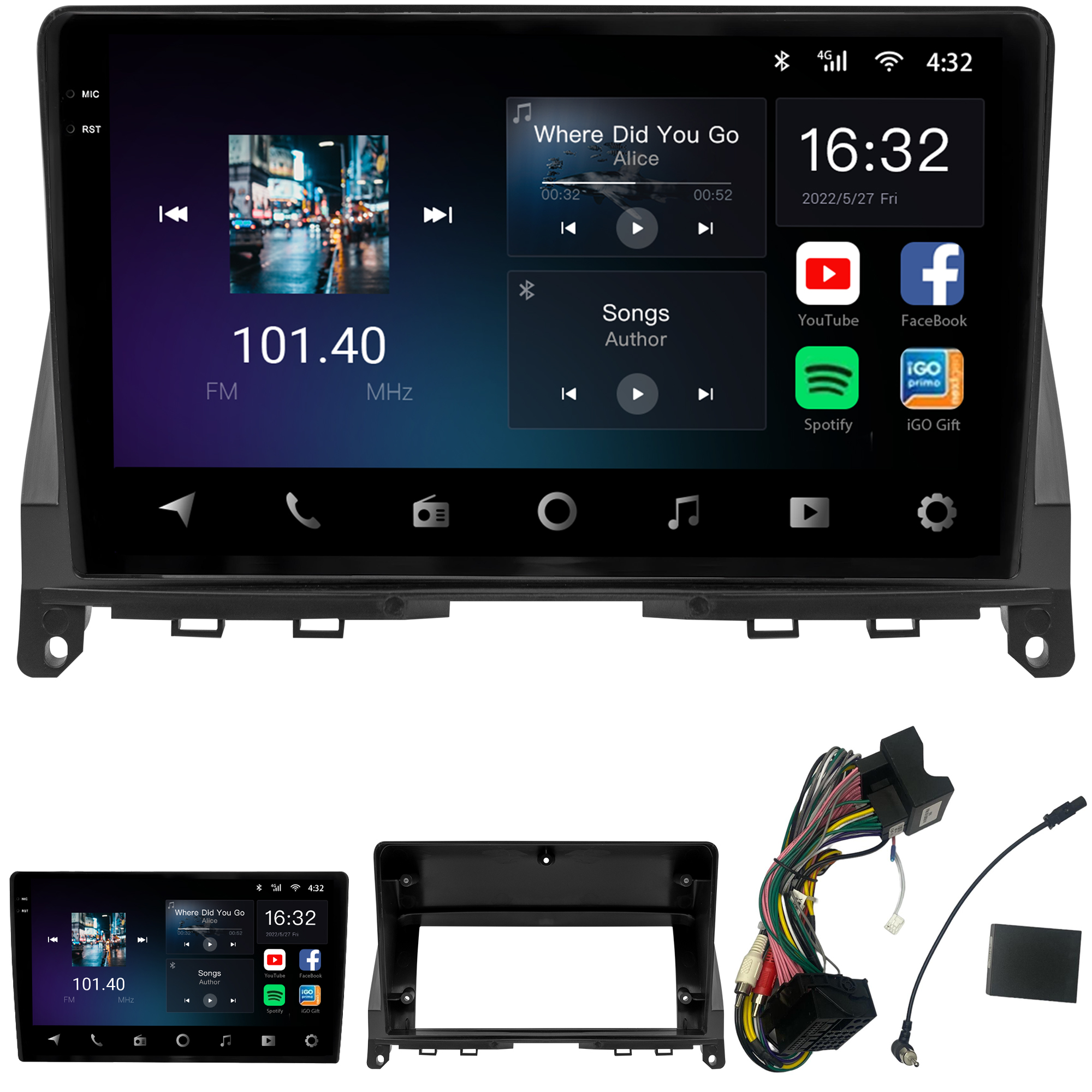 MULTIMÍDIA <BR> AIKON CORE RED <BR> 2RAM 64GB QLED 9" <BR> CLASSE C C 180 C 180 K C 200 C 200 K <BR> C 250 C 300 C 350 C 63 AMG <BR> 2008 A 2011 - Imagem 2