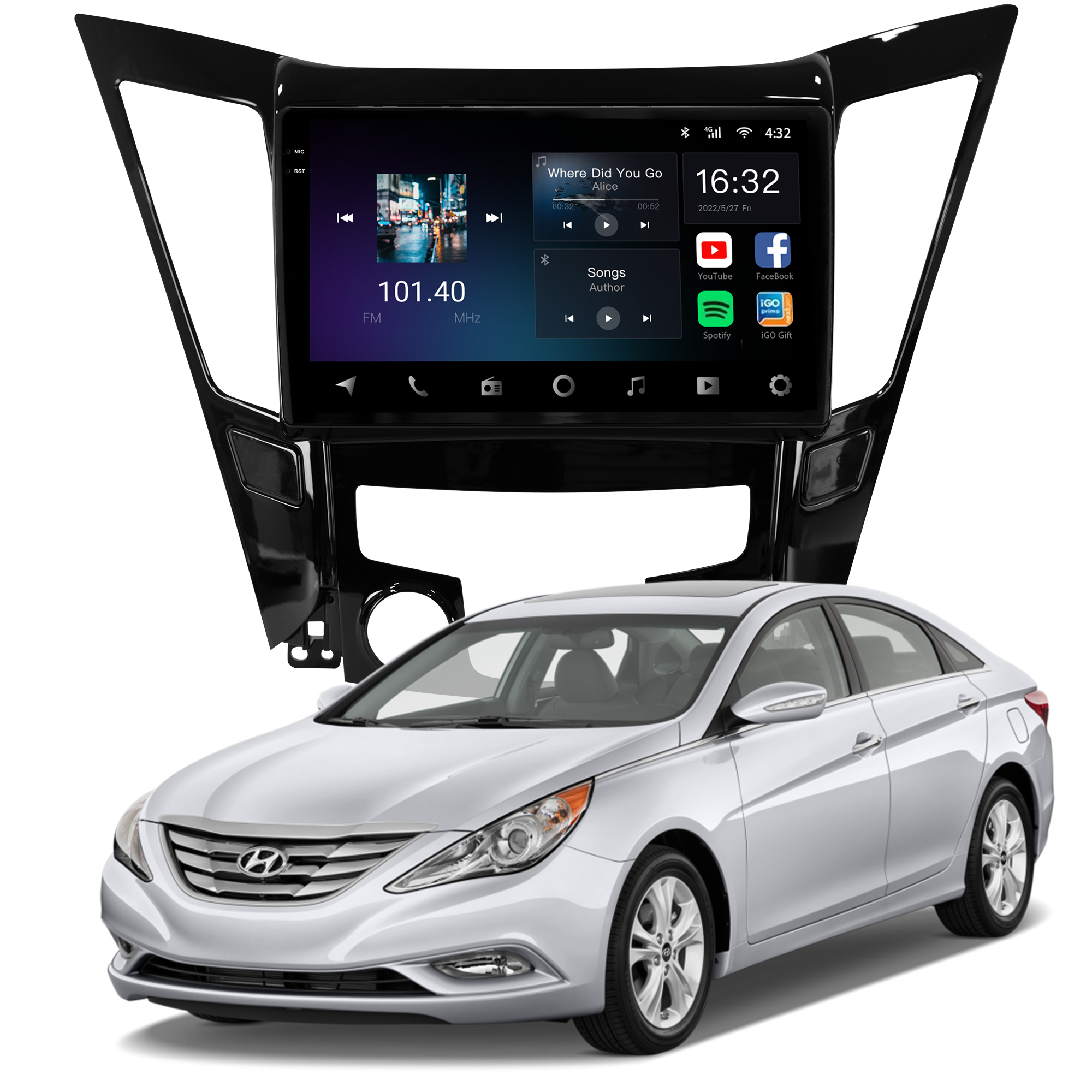 MULTIMÍDIA <BR> AIKON CORE RED <BR> 2RAM 64GB QLED 9'' <BR> HYUNDAI SONATA