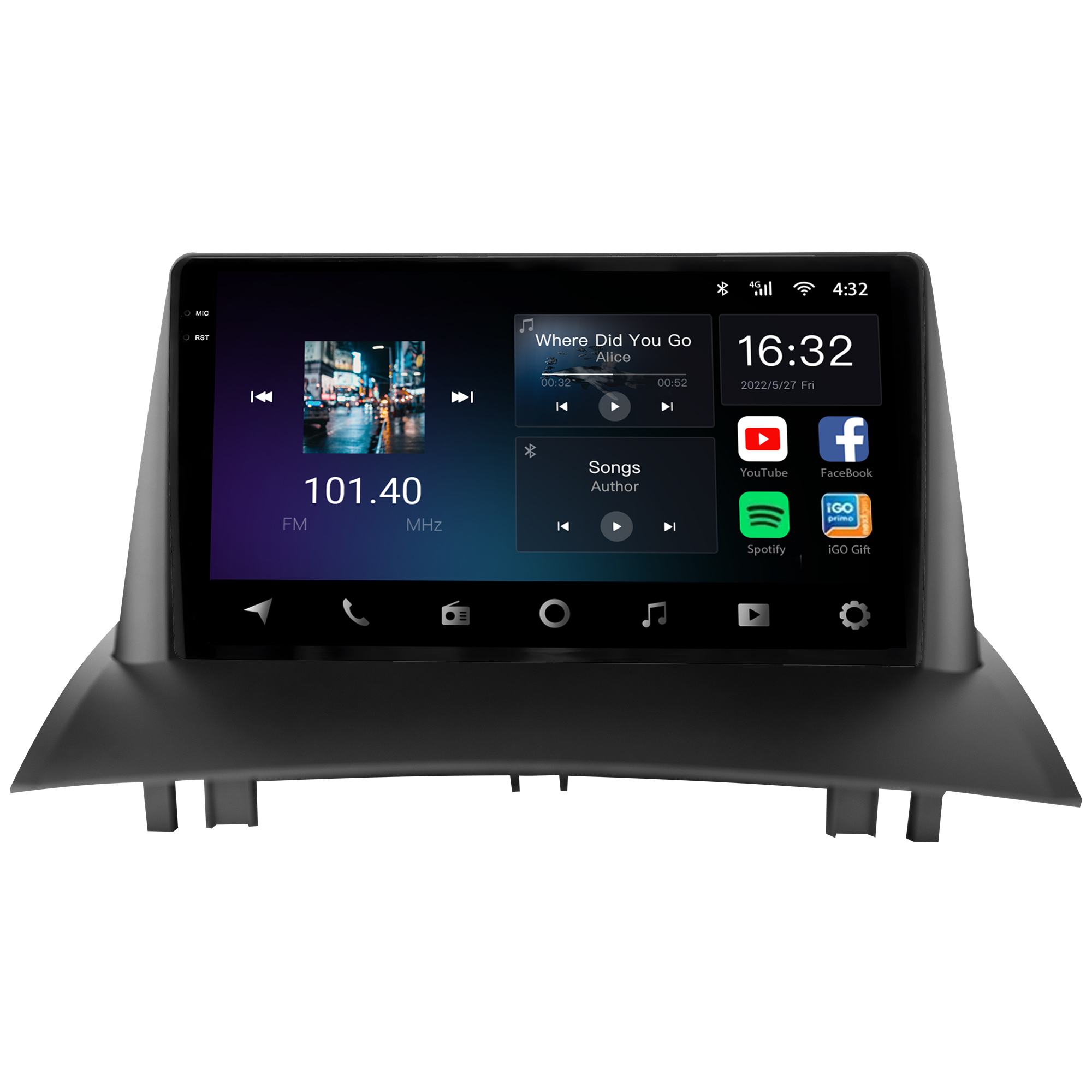MULTIMÍDIA <BR> AIKON CORE RED <BR> 2RAM 64GB QLED 9'' <BR> MEGANE 2007 A 2013 - Imagem 3