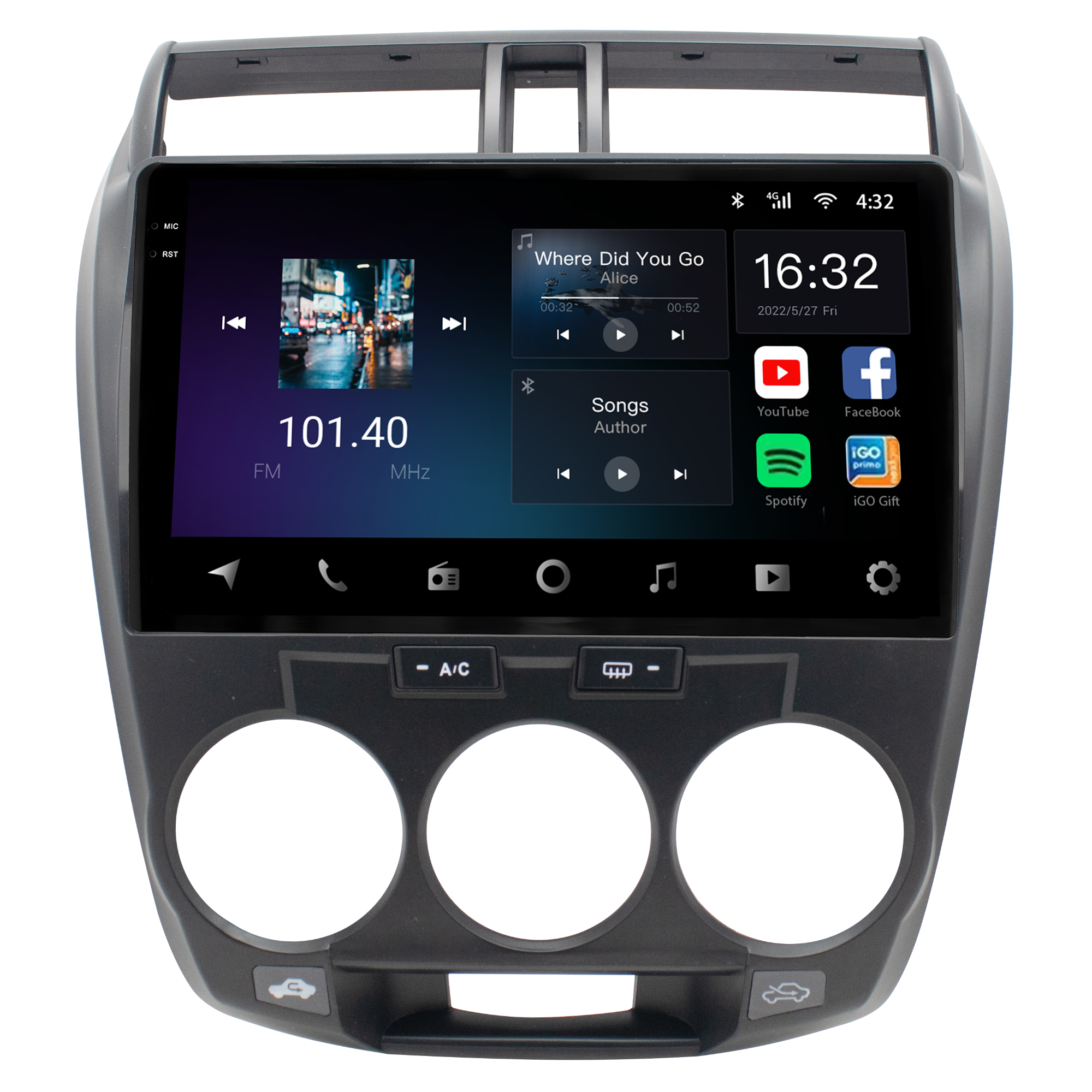 MULTIMÍDIA <BR> AIKON CORE RED <BR> 2RAM 64GB QLED 10" <BR> CITY 2008 A 2014 AR ANALÓGICO - Imagem 3