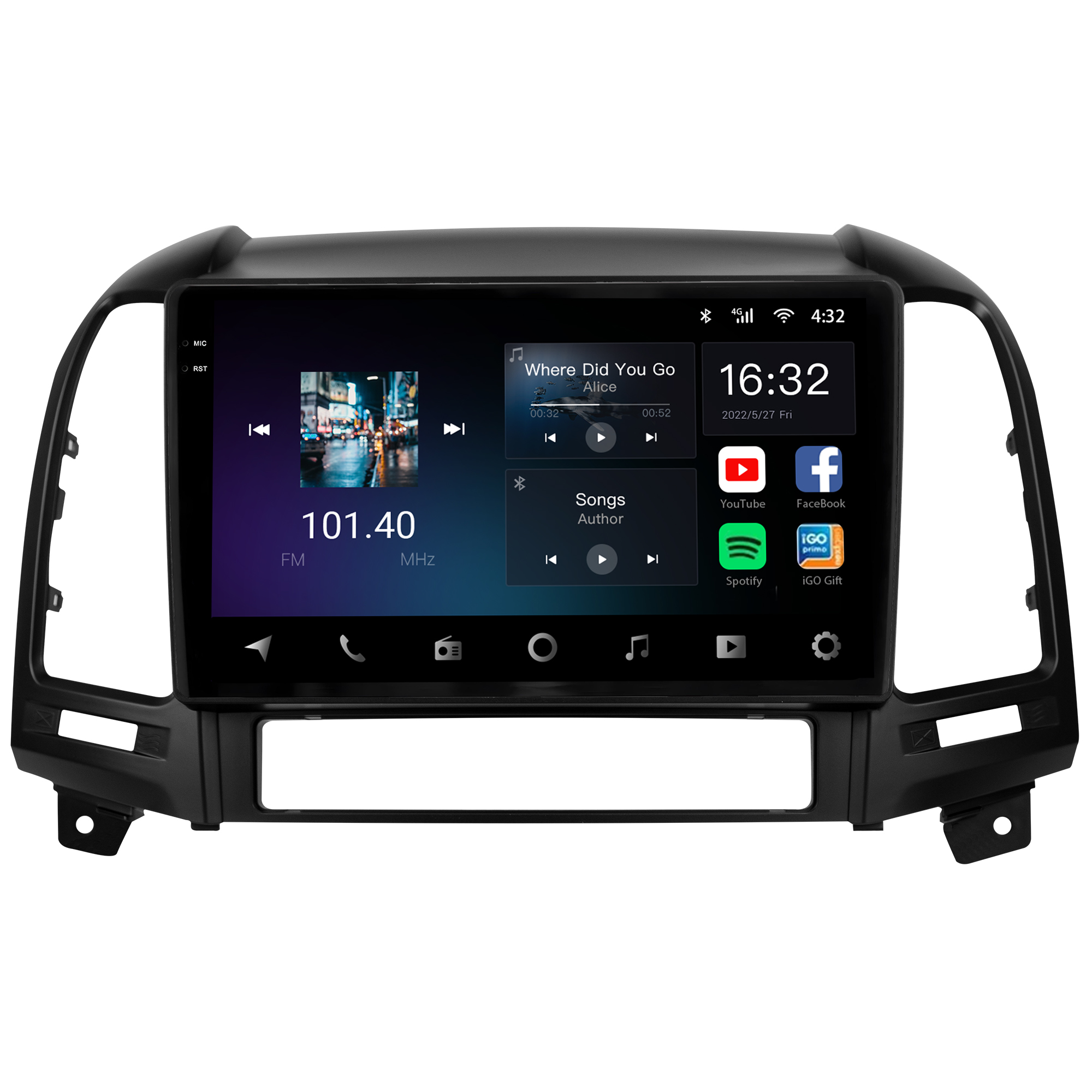 MULTIMÍDIA <BR> AIKON CORE RED <BR> 2RAM 64GB QLED 9'' <BR> SANTA FÉ 2007 A 2013 - Imagem 3