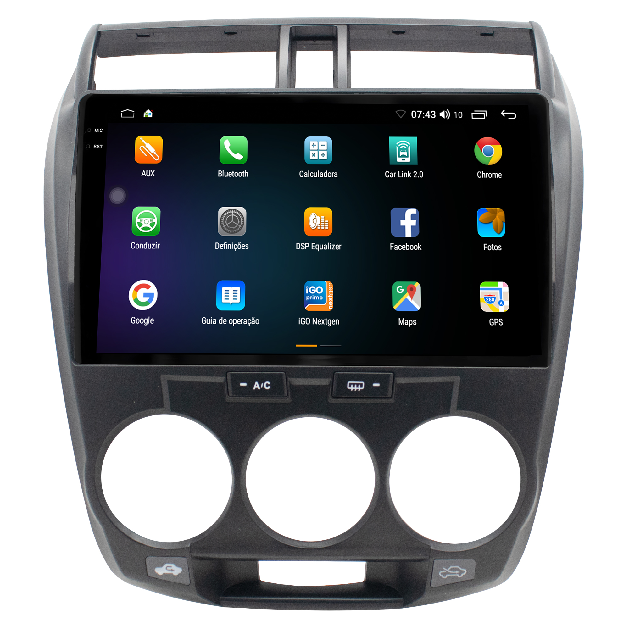 MULTIMÍDIA <BR> AIKON CORE RED <BR> 2RAM 64GB QLED 10" <BR> CITY 2008 A 2014 AR ANALÓGICO - Imagem 4