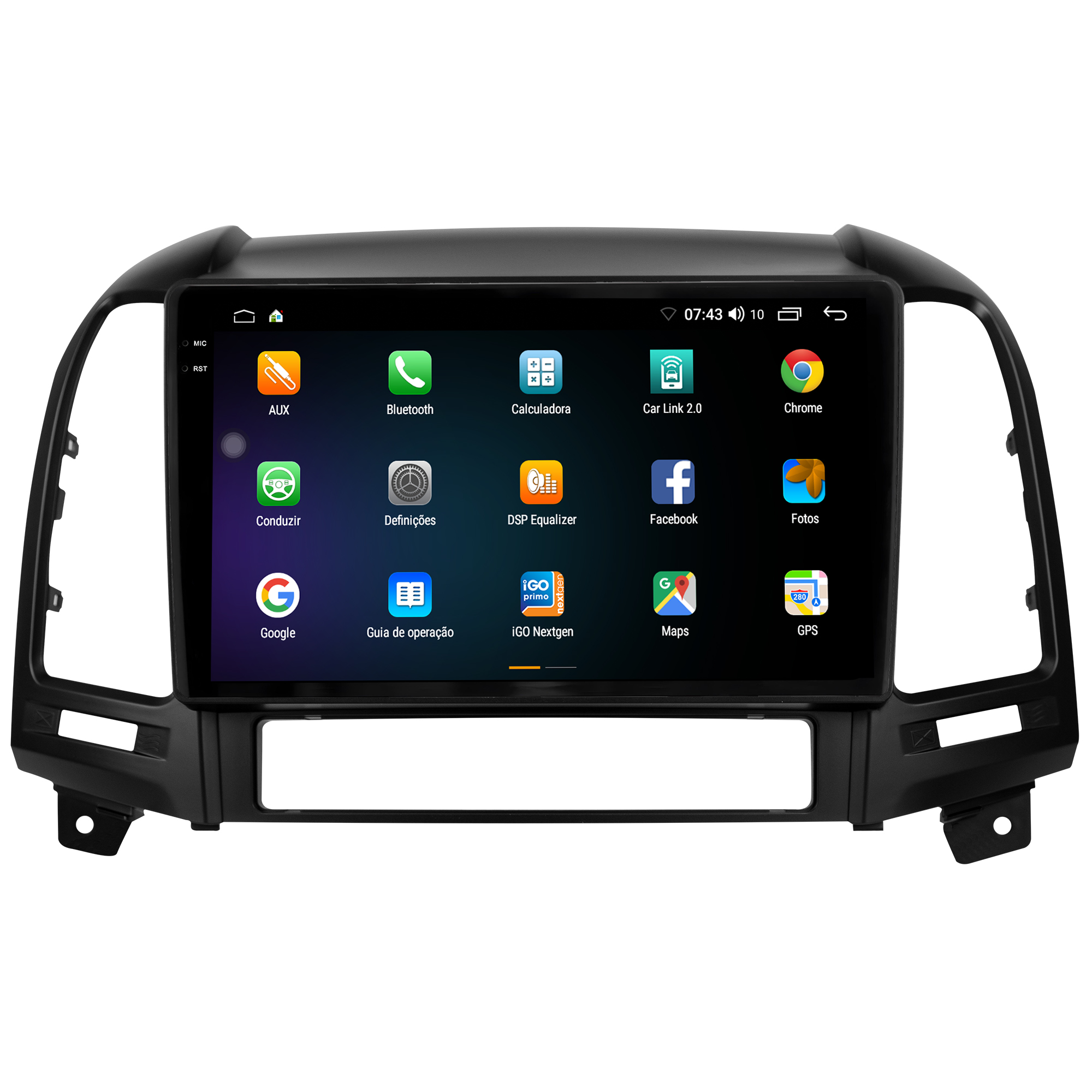 MULTIMÍDIA <BR> AIKON CORE RED <BR> 2RAM 64GB QLED 9'' <BR> SANTA FÉ 2007 A 2013 - Imagem 4