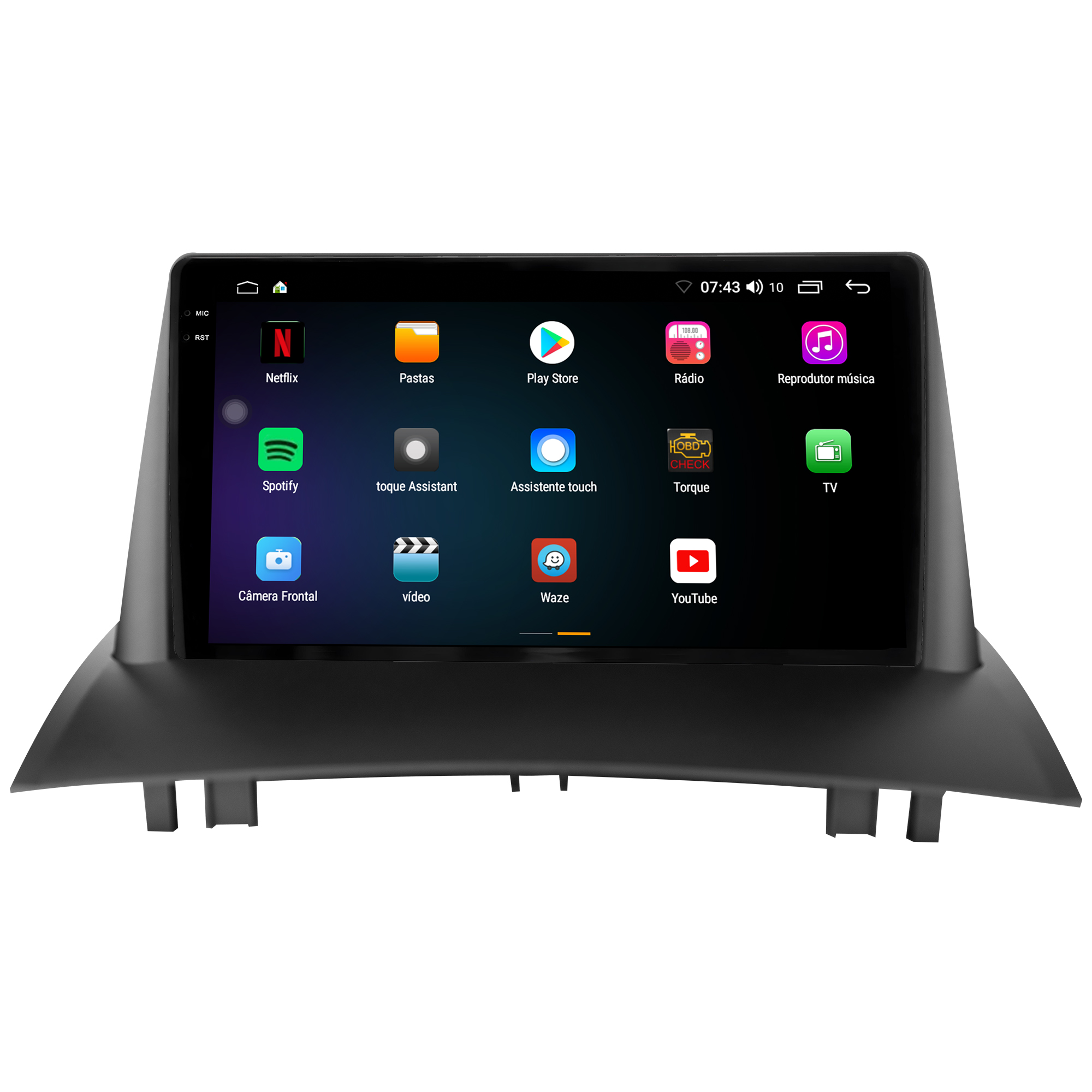 MULTIMÍDIA <BR> AIKON CORE RED <BR> 2RAM 64GB QLED 9'' <BR> MEGANE 2007 A 2013 - Imagem 5