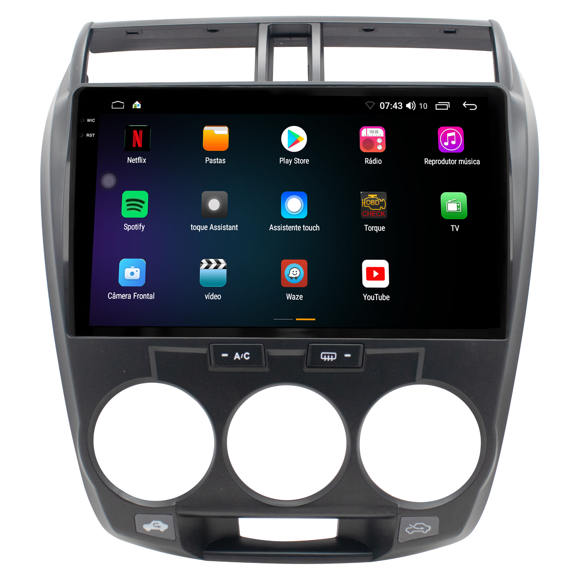 MULTIMÍDIA <BR> AIKON CORE RED <BR> 2RAM 64GB QLED 10" <BR> CITY 2008 A 2014 AR ANALÓGICO - Imagem 5