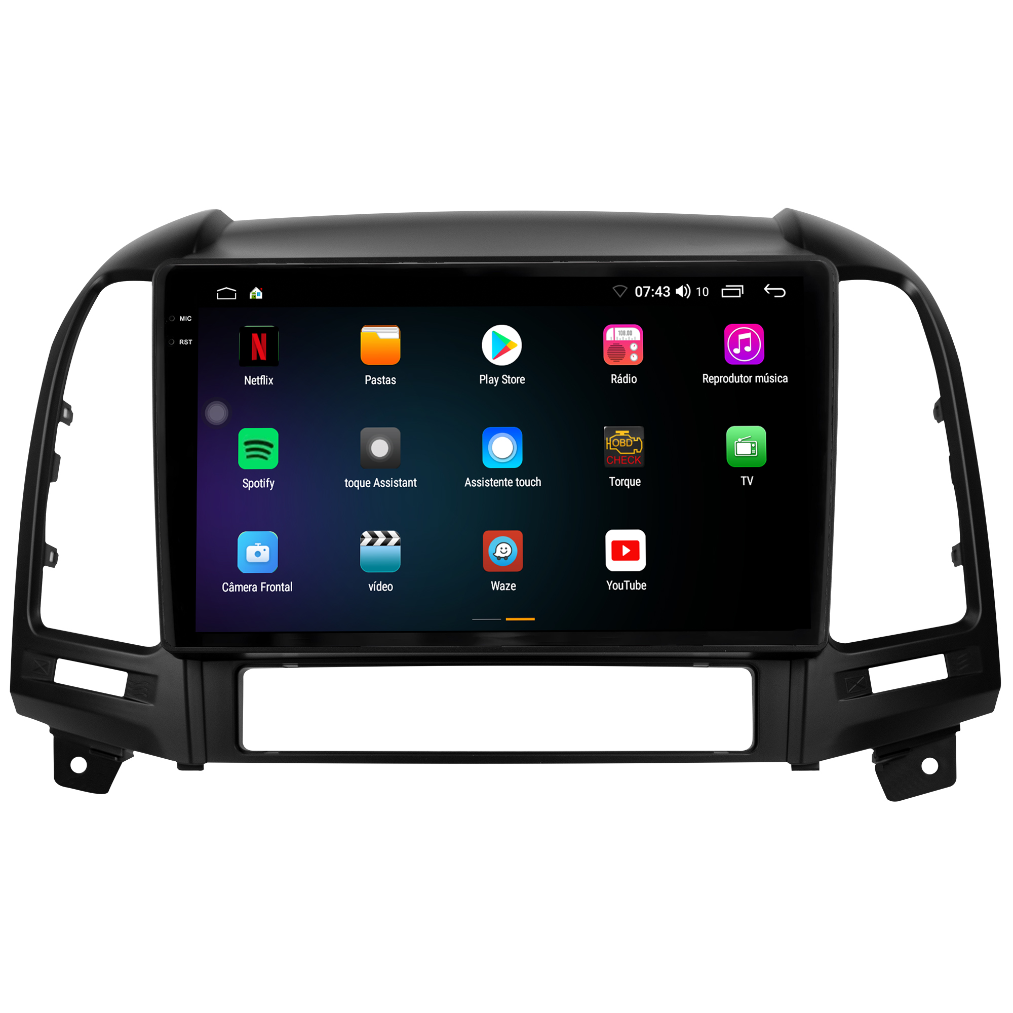 MULTIMÍDIA <BR> AIKON CORE RED <BR> 2RAM 64GB QLED 9'' <BR> SANTA FÉ 2007 A 2013 - Imagem 5