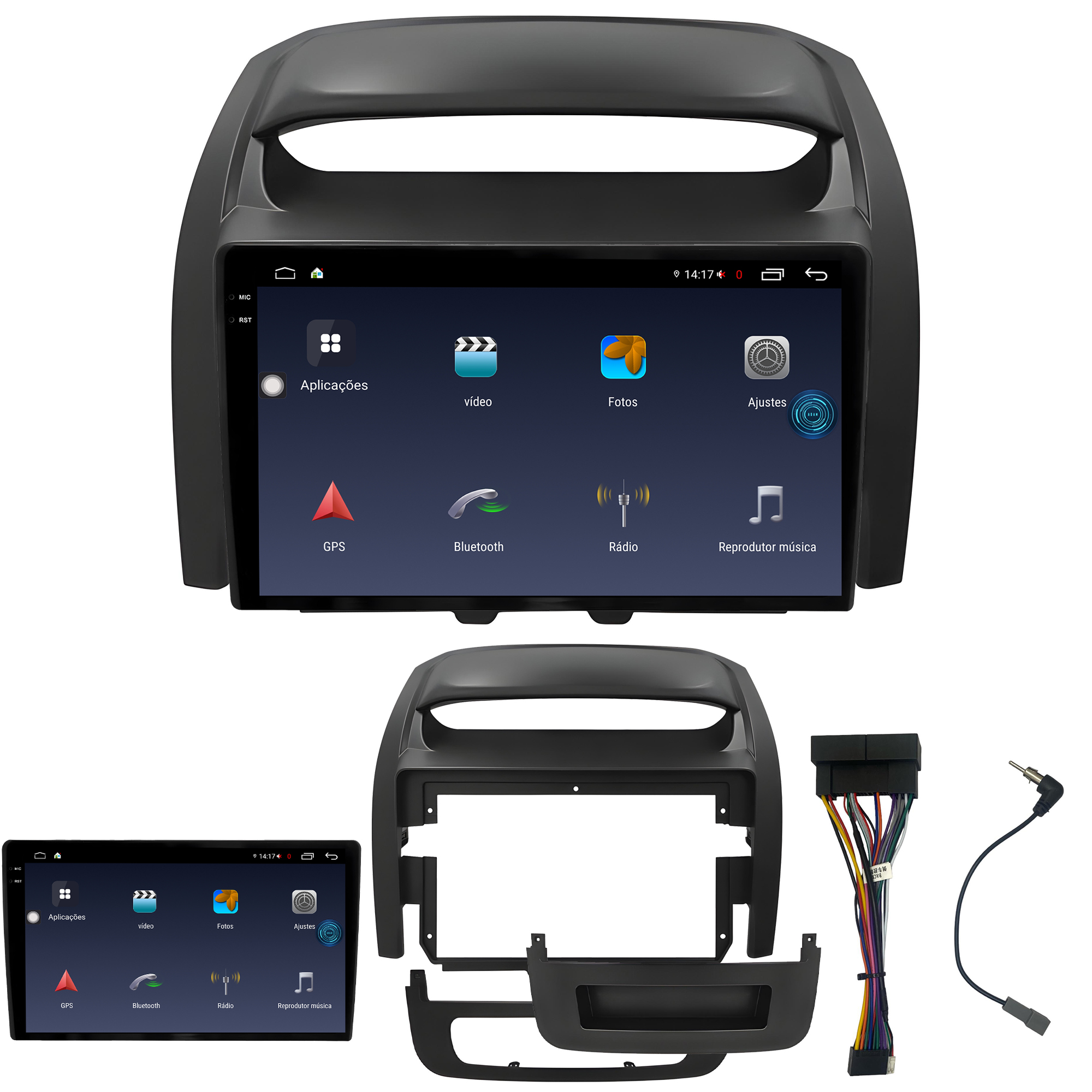 MULTIMÍDIA <BR> AIKON FÓTON <BR> 6RAM 128GB TELA 2K 9'' <BR> SORENTO 2.4 <BR> 2014 A 2015 - Imagem 2