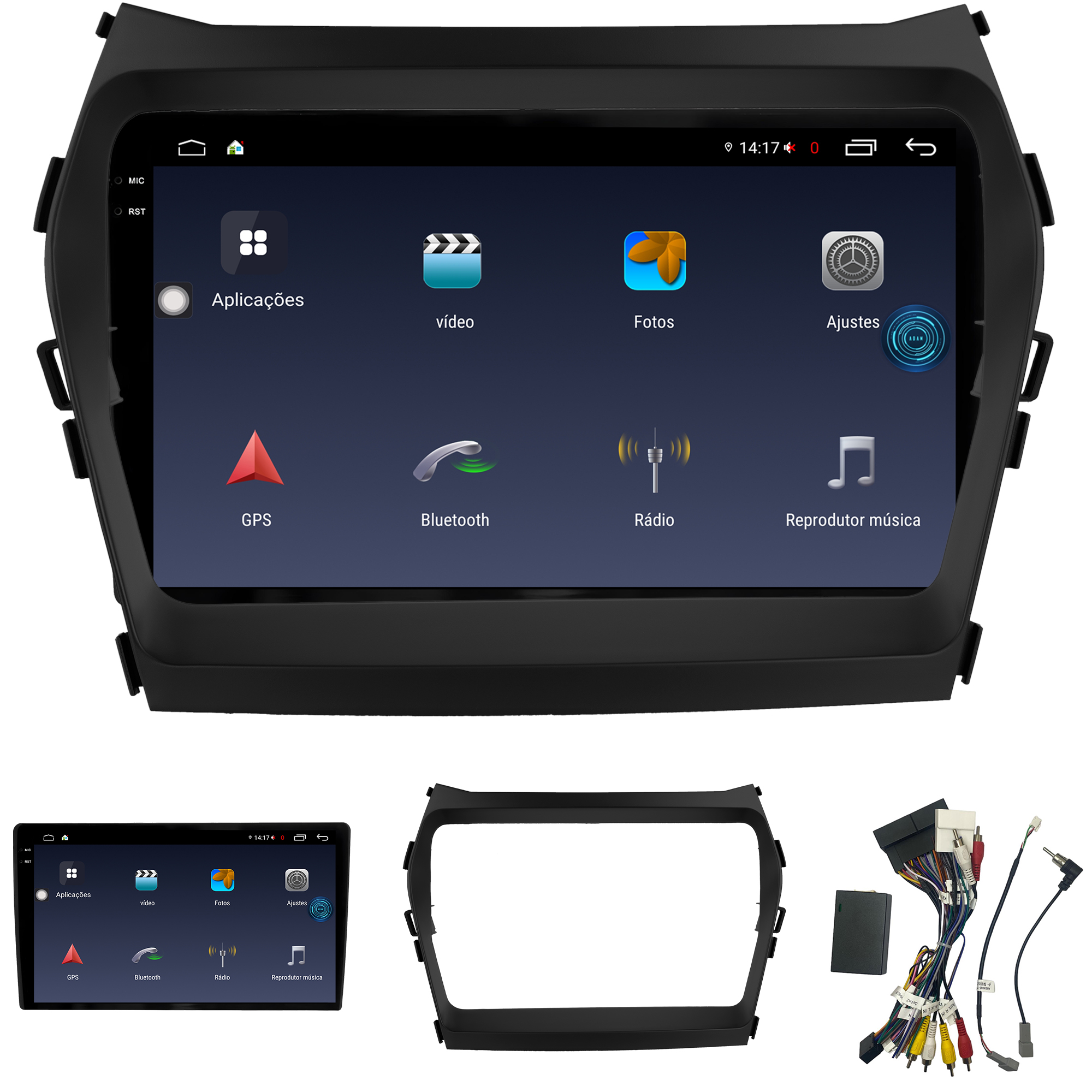 MULTIMÍDIA <BR> AIKON FÓTON <BR> 4RAM 64GB TELA 2K 9'' <BR> SANTA FÉ 2014 A 2019 - Imagem 2