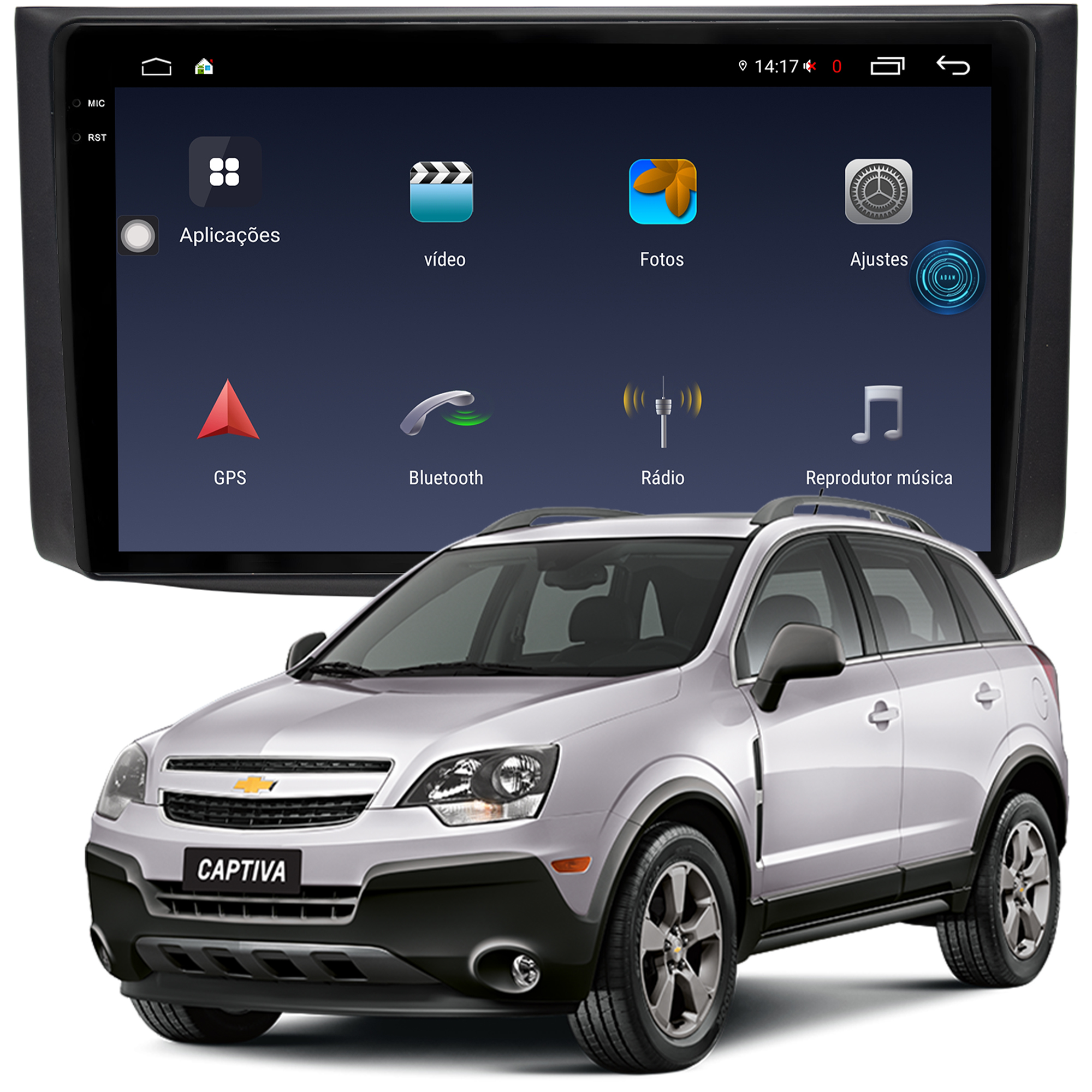 MULTIMÍDIA <BR> AIKON FÓTON <BR> 6RAM 128GB QLED 9'' <BR> CAPTIVA