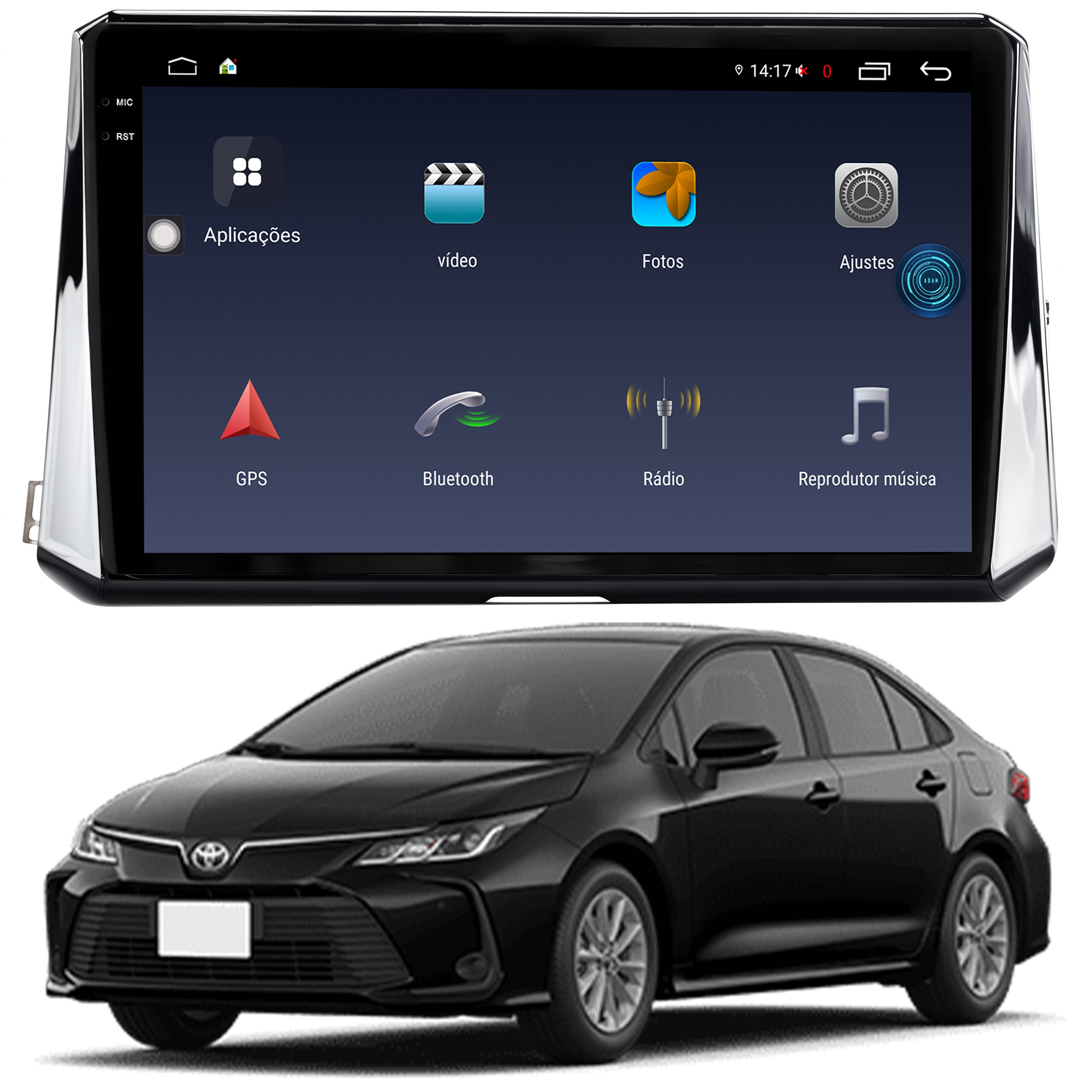 MULTIMÍDIA <BR> AIKON FÓTON <BR> 6RAM 128GB TELA 2K 10"<BR> COROLLA 2021 A 2024