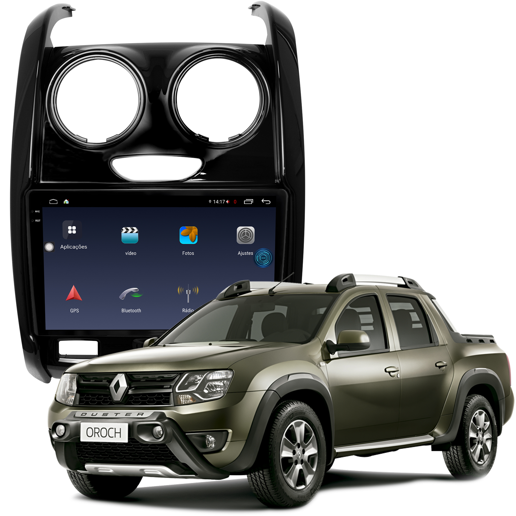 MULTIMÍDIA <BR> AIKON FÓTON <BR> 4RAM 64GB TELA 2K 9'' <BR> DUSTER 2016 A 2020 <BR> OROCH 2016 A 2022