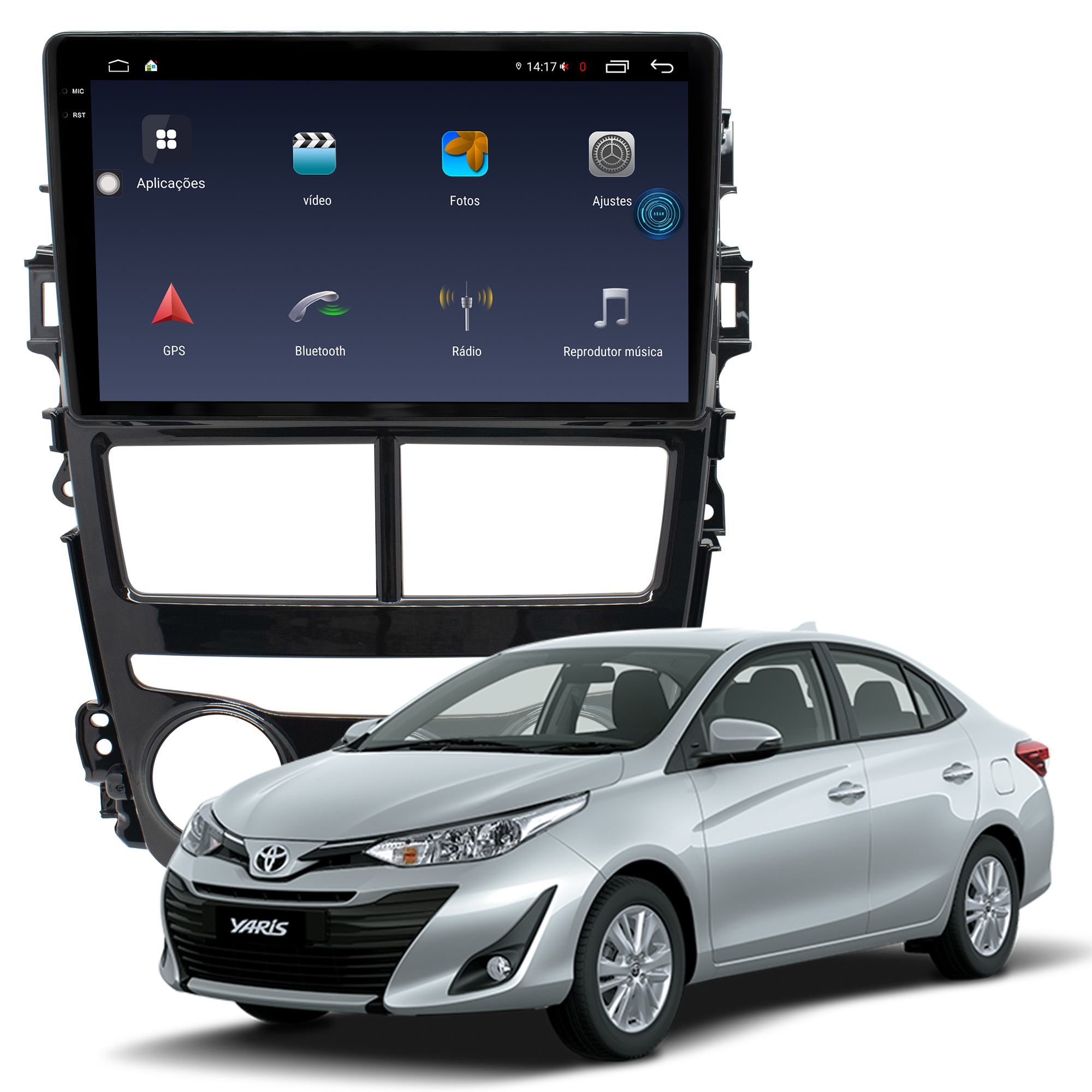 MULTIMÍDIA <BR> AIKON FÓTON <BR> 4RAM 64GB TELA 2K 9"<BR> YARIS AR ANALÓGICO