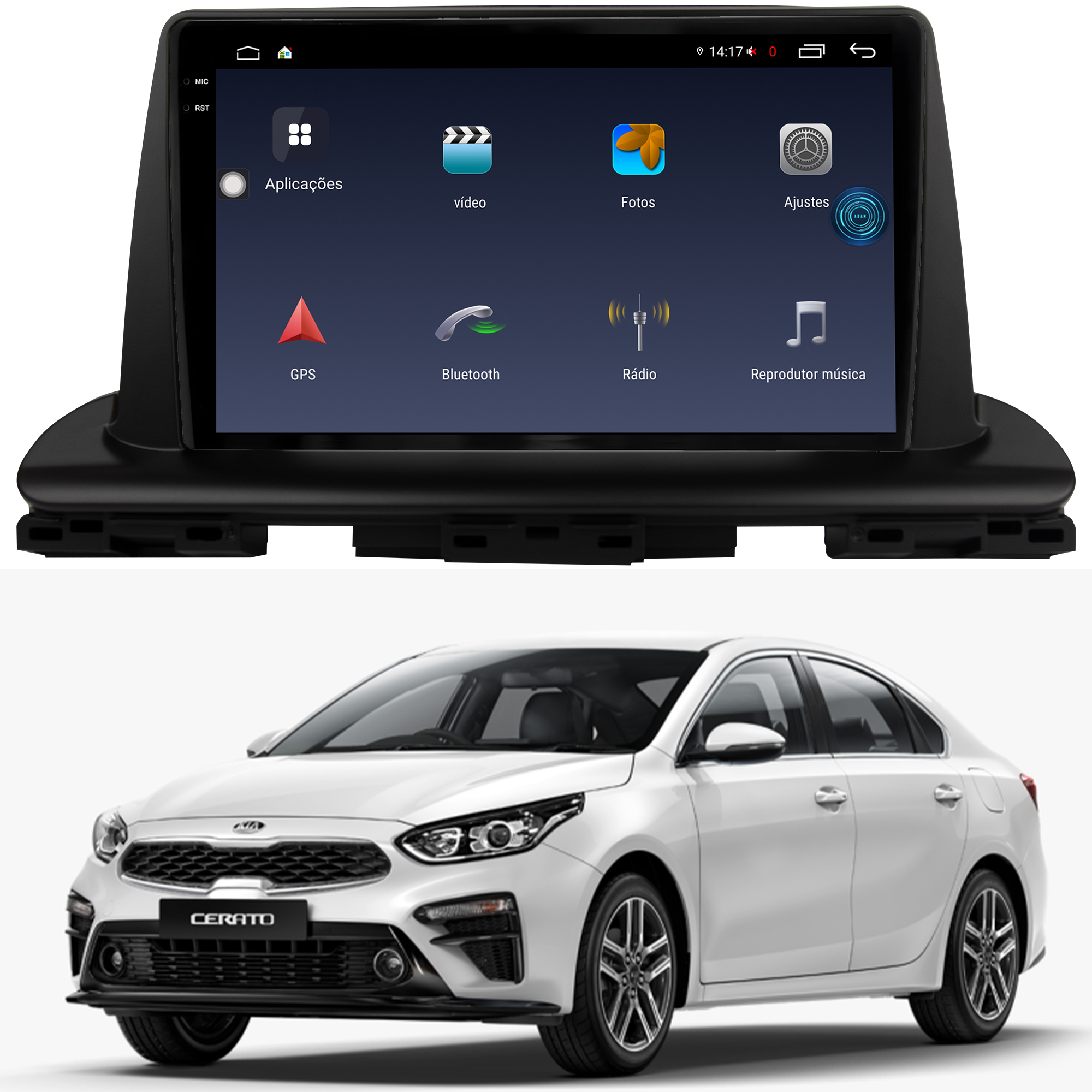 MULTIMÍDIA <BR> AIKON FÓTON <BR> 4RAM 64GB TELA 2K 9''<BR> CERATO 2020 ACIMA