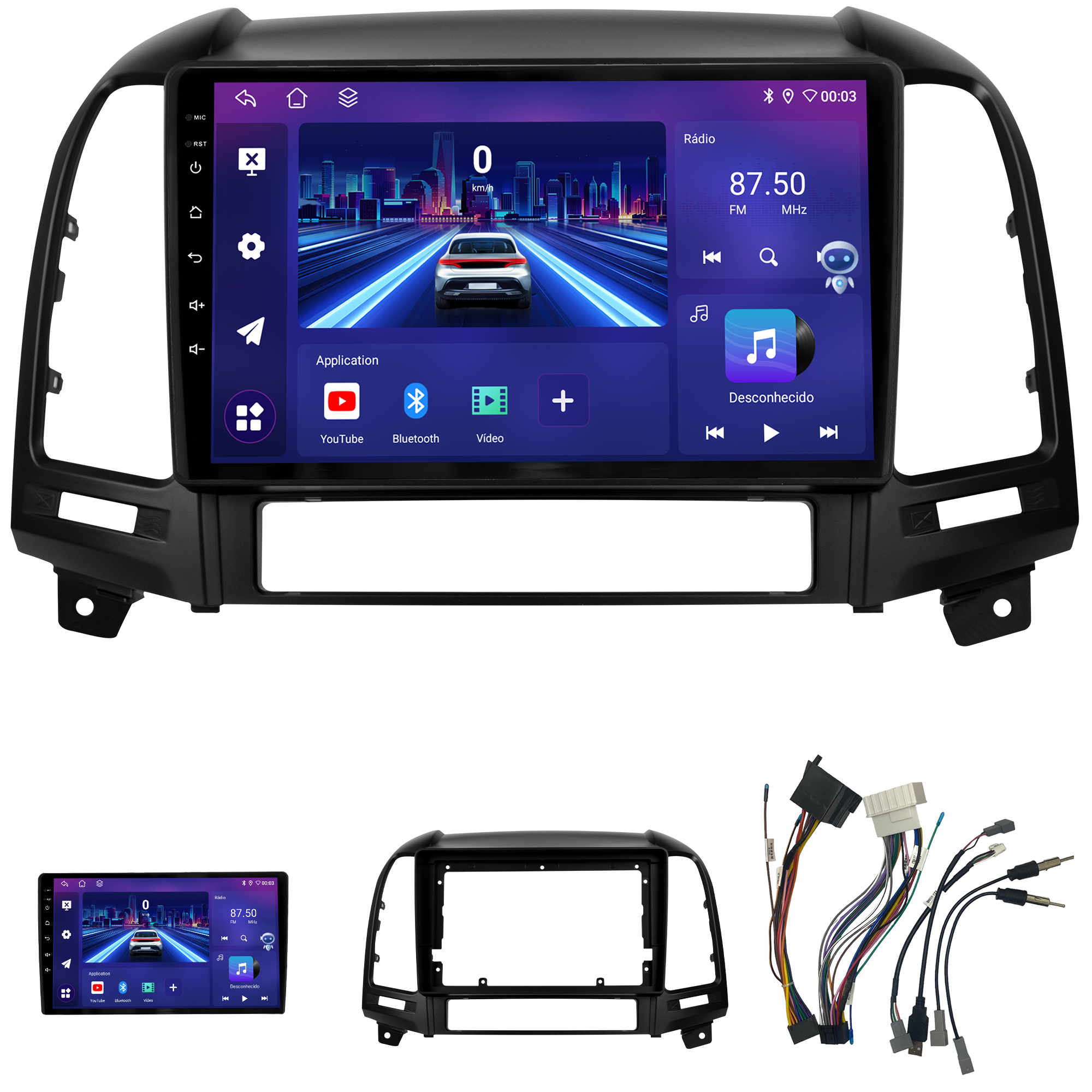 MULTIMÍDIA JOKER <BR> 4RAM 64GB 9" <BR> SANTA FÉ 2007 A 2013 - Imagem 2