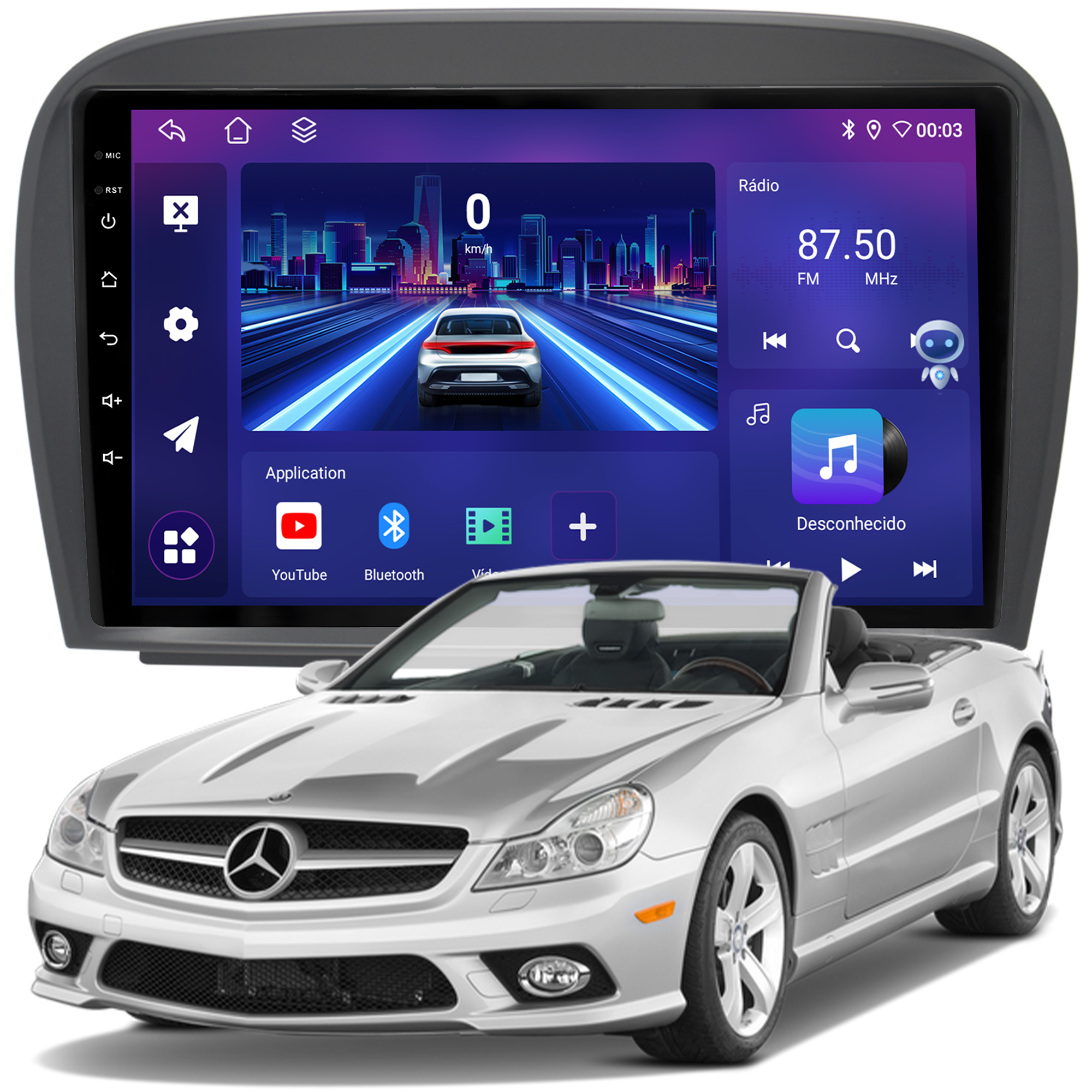 MULTIMÍDIA JOKER <BR> 4RAM 64GB 9" <BR> CLASS SL 2004 A 2011 <BR> SL350 SL500 SL600 SL63 AMG SL65 AMG