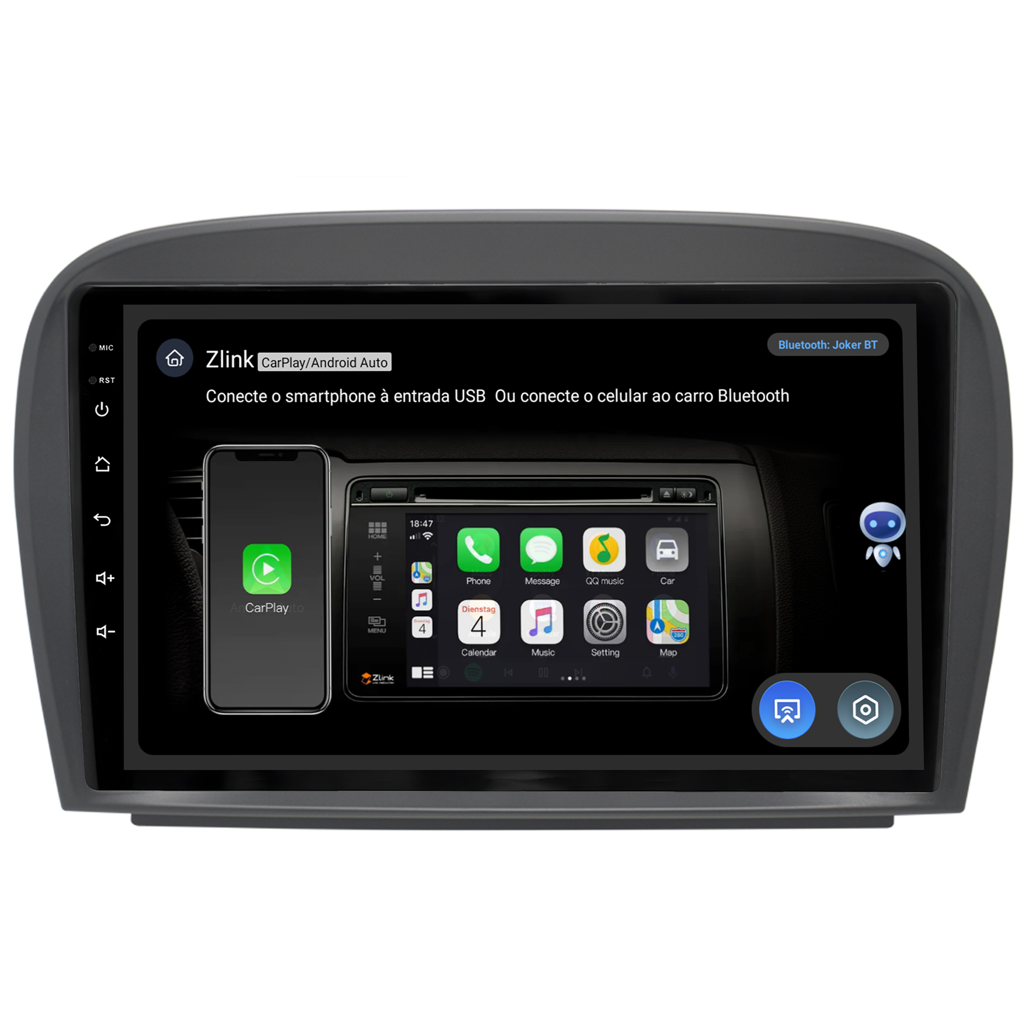 MULTIMÍDIA JOKER <BR> 4RAM 64GB 9" <BR> CLASS SL 2004 A 2011 <BR> SL350 SL500 SL600 SL63 AMG SL65 AMG - Imagem 11