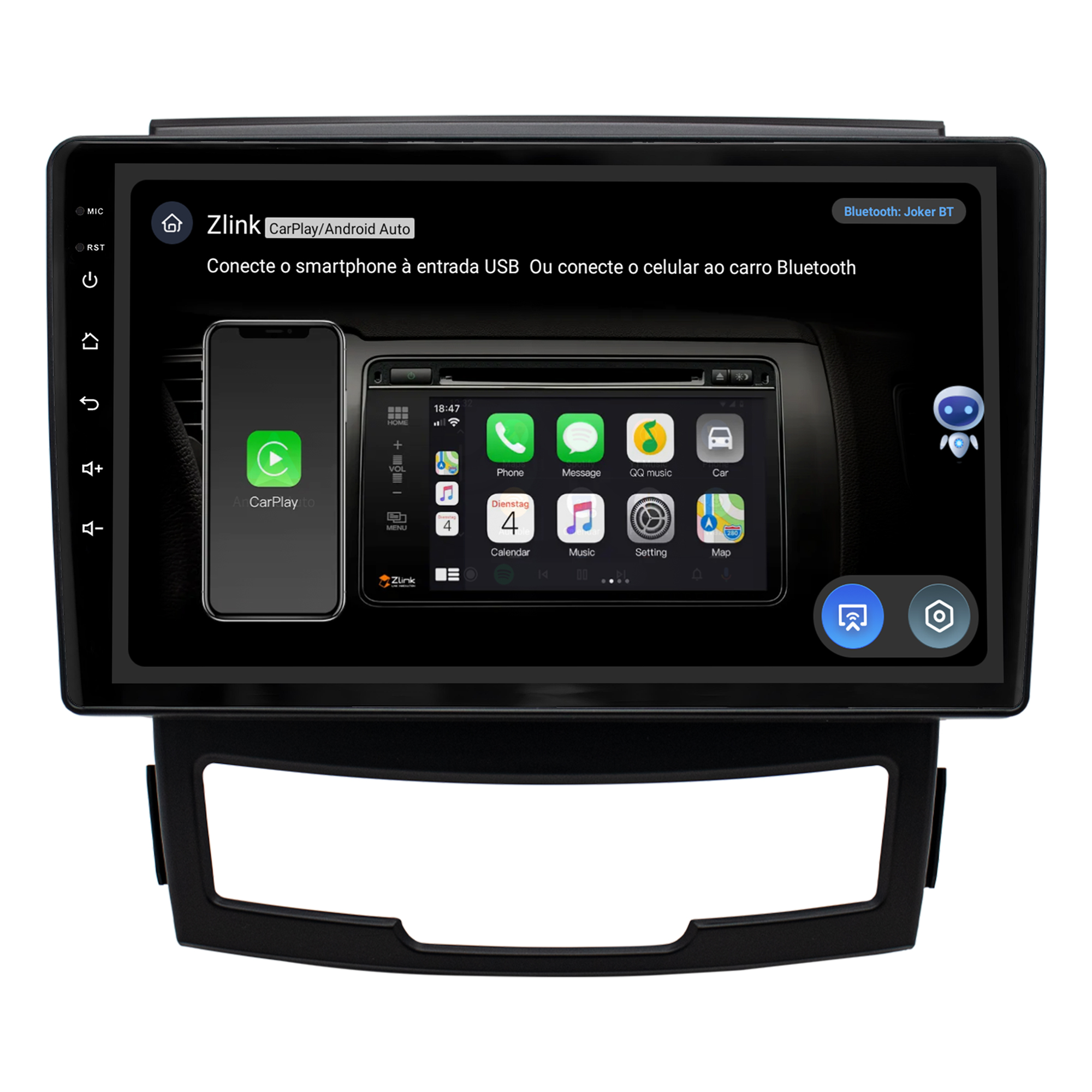 MULTIMÍDIA JOKER <BR> 4RAM 64GB 9" <BR> KORANDO 2011 2012 - Imagem 11