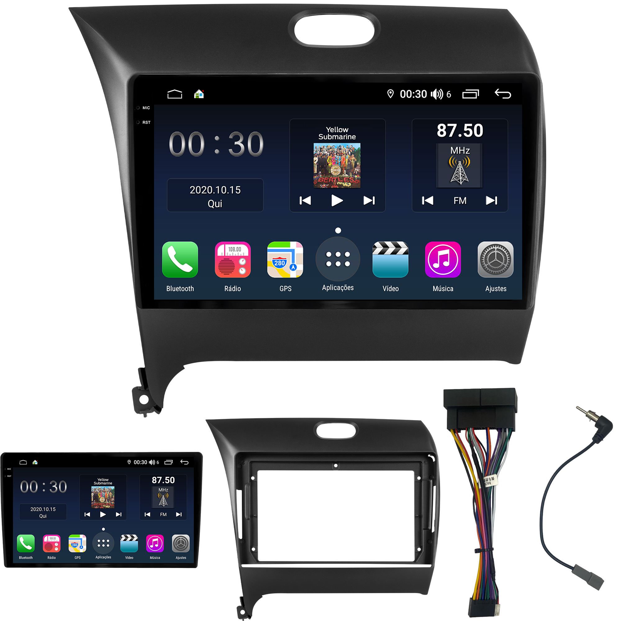 MULTIMÍDIA <BR> AIKON PRÓTON <BR> 4RAM 64GB QLED 9'' <BR> CERATO 2013 A 2019 - Imagem 2