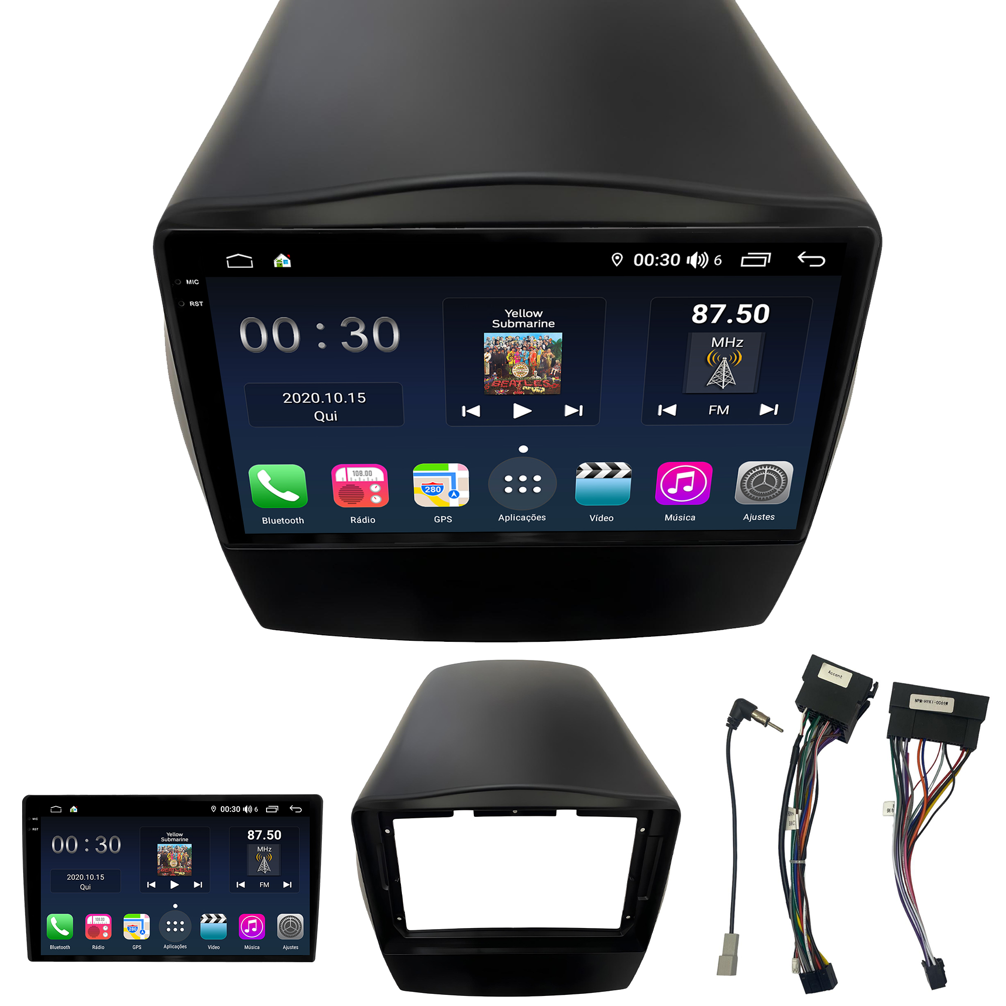 MULTIMÍDIA <BR> AIKON PRÓTON <BR> 4RAM 64GB QLED 9'' <BR> HYUNDAI IX35 - Imagem 2