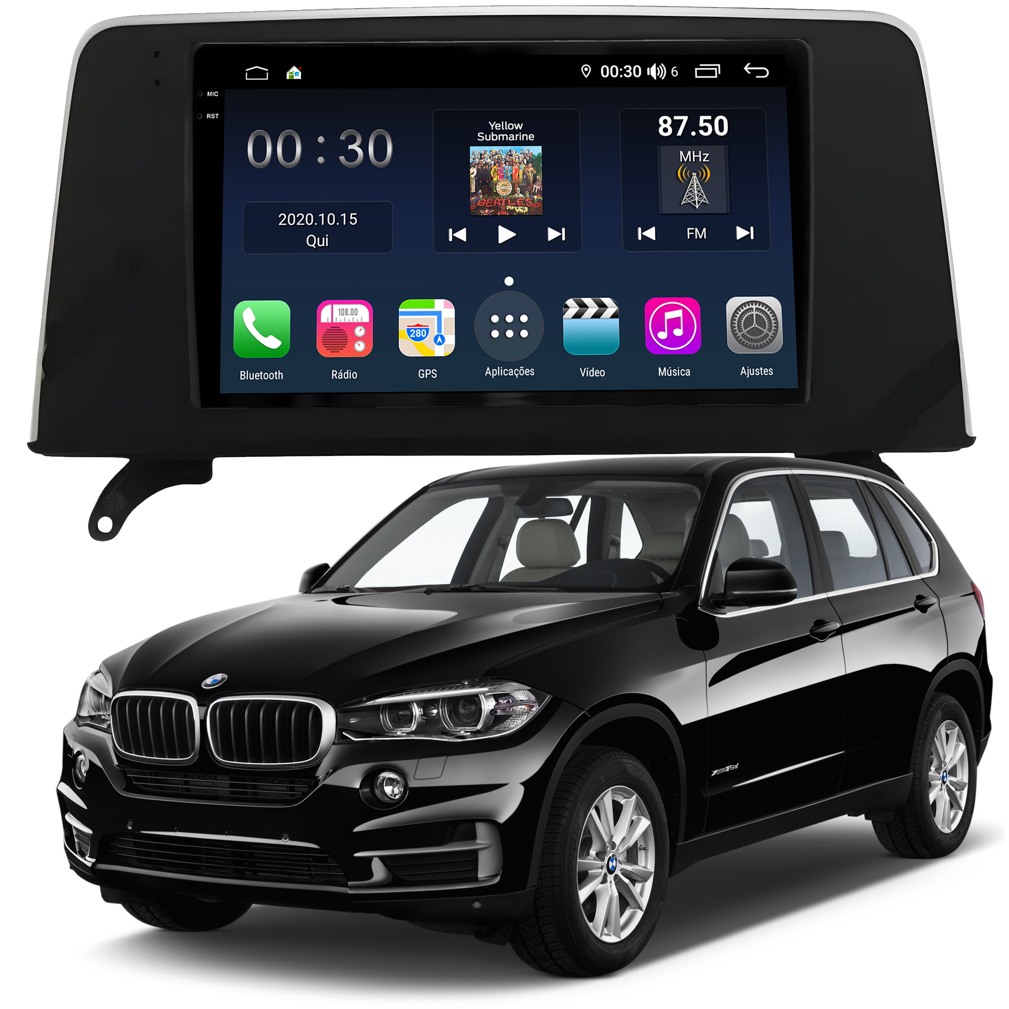 MULTIMÍDIA <BR> AIKON PRÓTON <BR> 4RAM 64GB QLED 9'' <BR> X5 2009 A 2013 <BR> X6 2009 A 2014