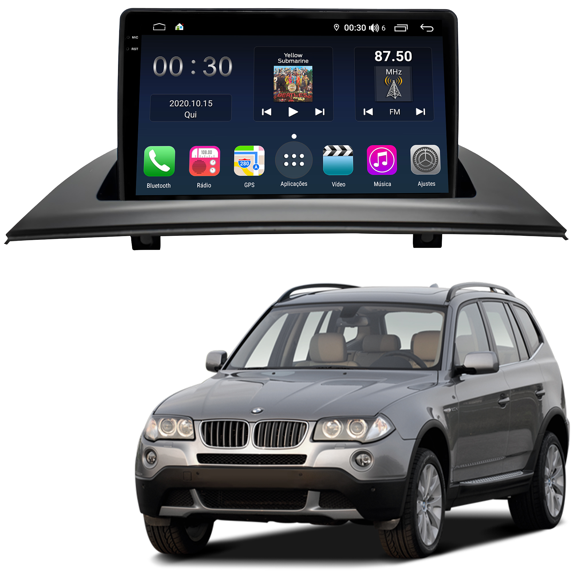 MULTIMÍDIA <BR> AIKON PRÓTON <BR> 4RAM 64GB QLED 9'' <BR> X3 2006 A 2010