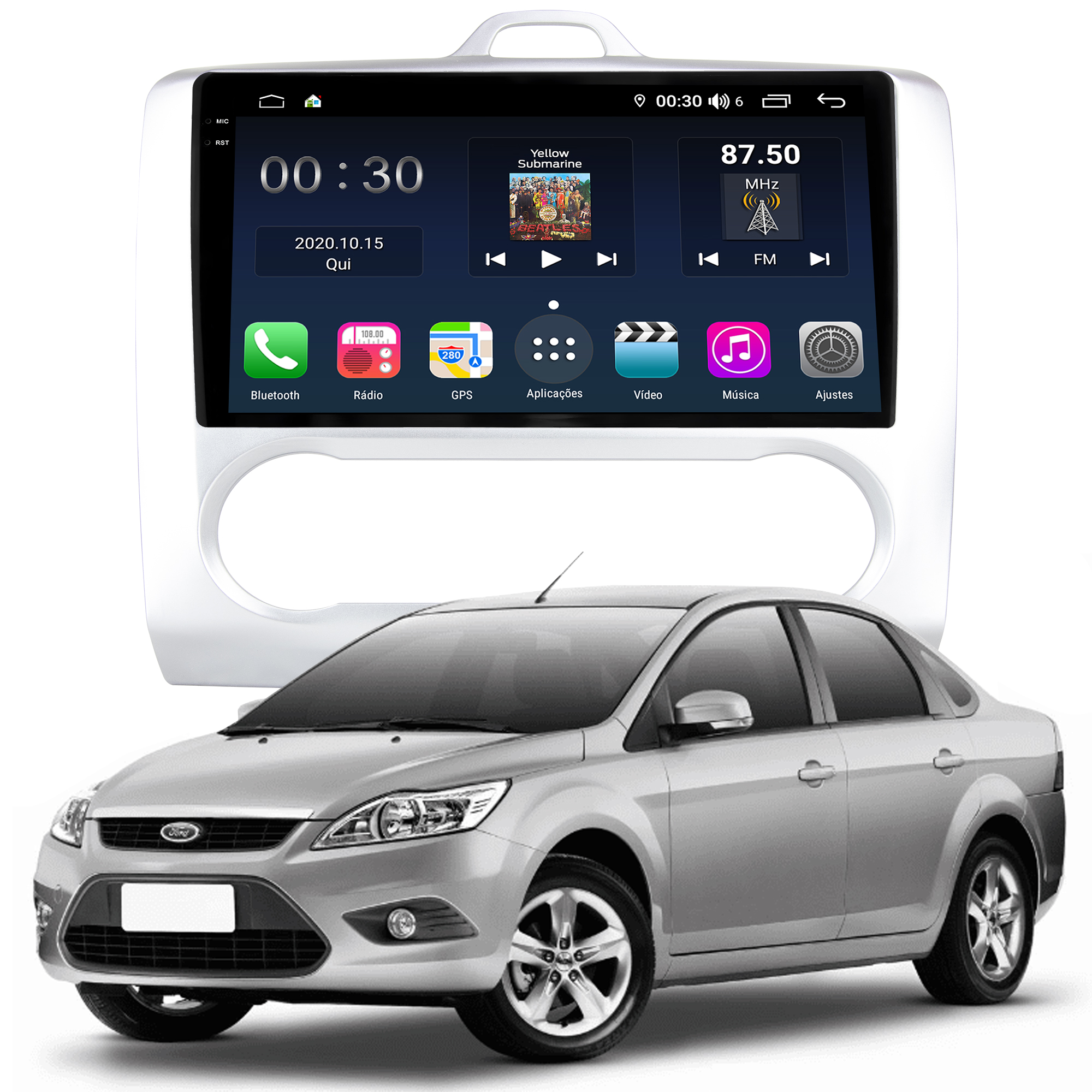 MULTIMÍDIA <BR> AIKON PRÓTON <BR> 4RAM 64GB QLED 9'' <BR> FORD FOCUS <BR> AR DIGITAL <BR> 2009 A 2013
