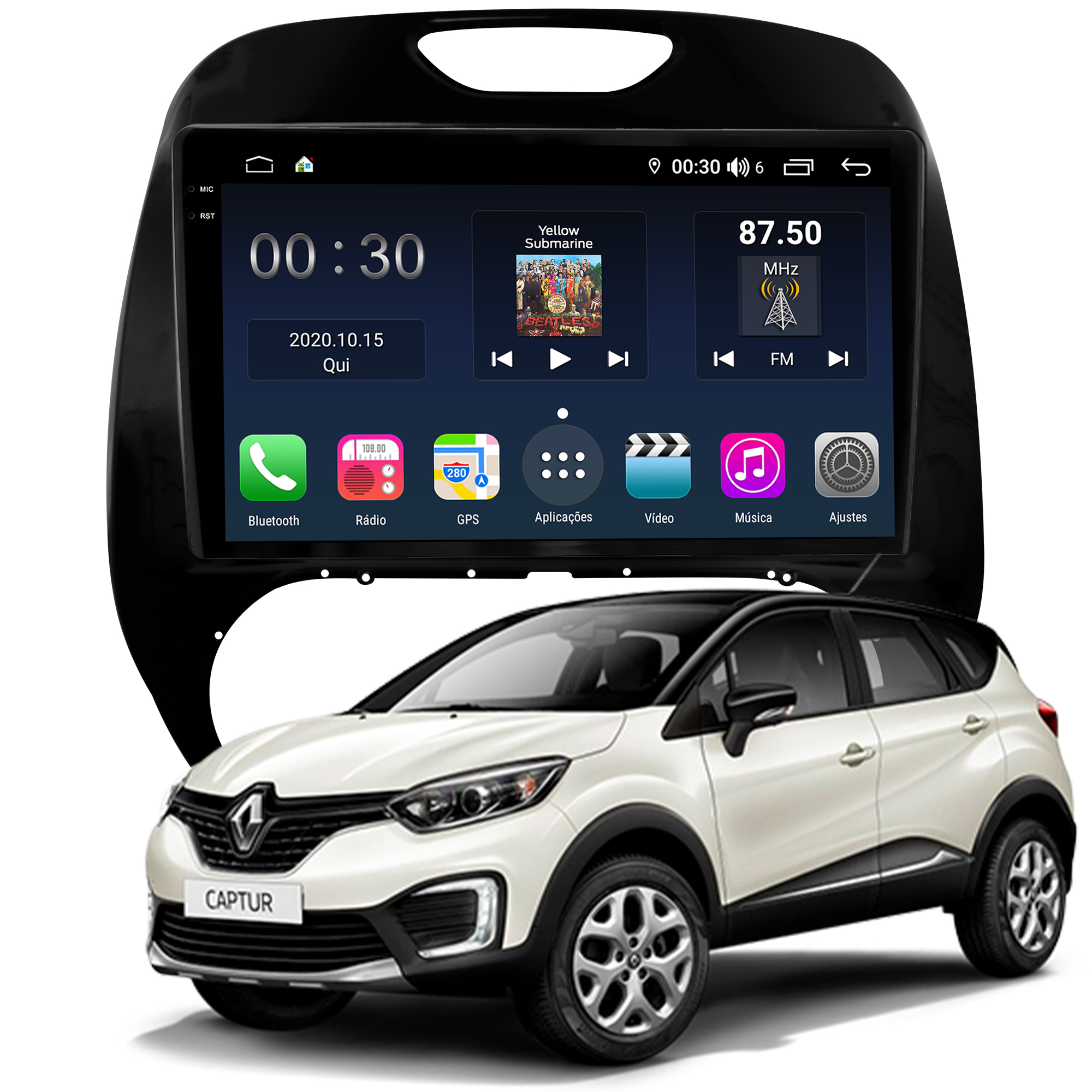 MULTIMÍDIA <BR> AIKON PRÓTON <BR> 6RAM 128GB QLED 9'' <BR> CAPTUR