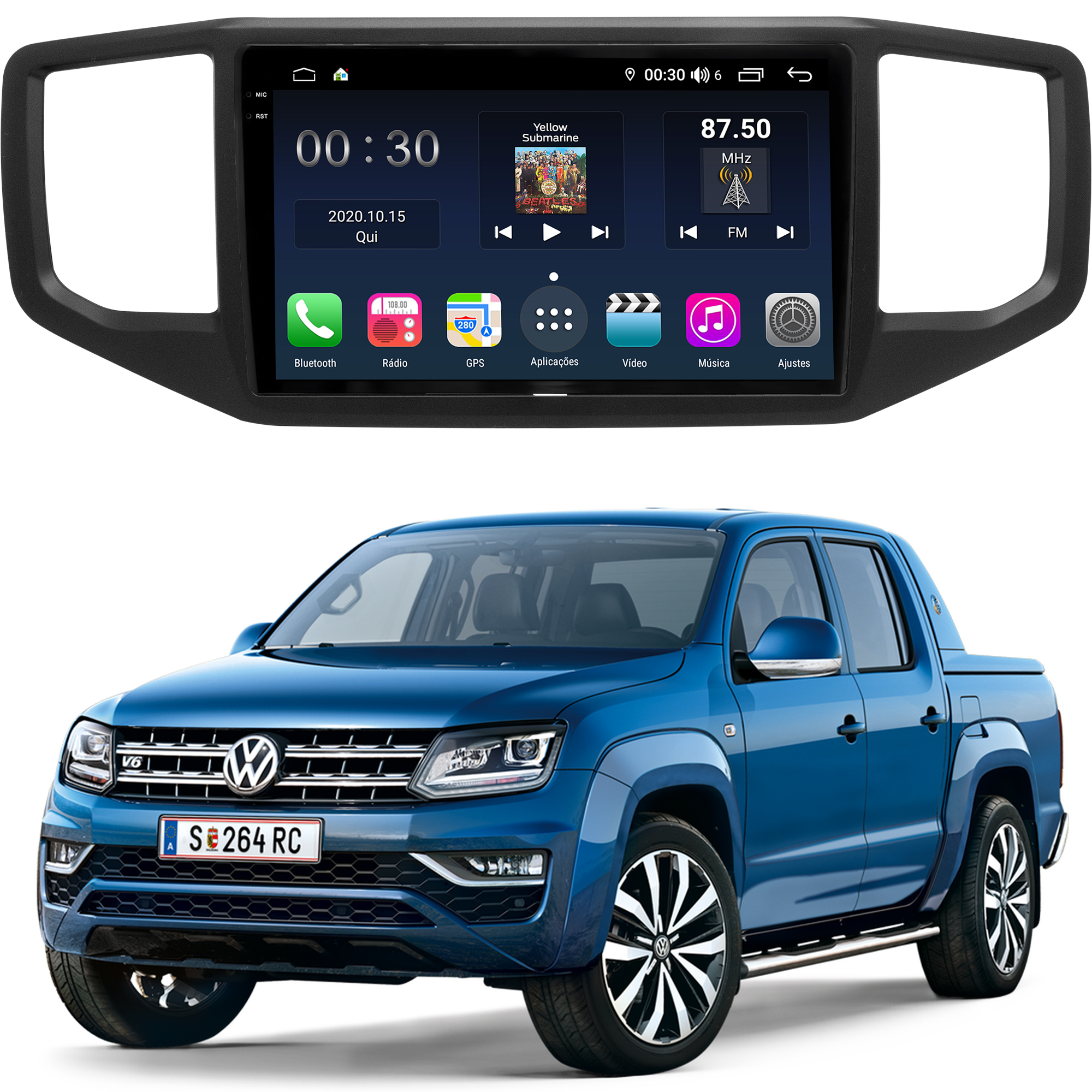 MULTIMÍDIA <BR> AIKON PRÓTON <BR> 4RAM 64GB QLED 9''<BR> AMAROK 2017 A 2024