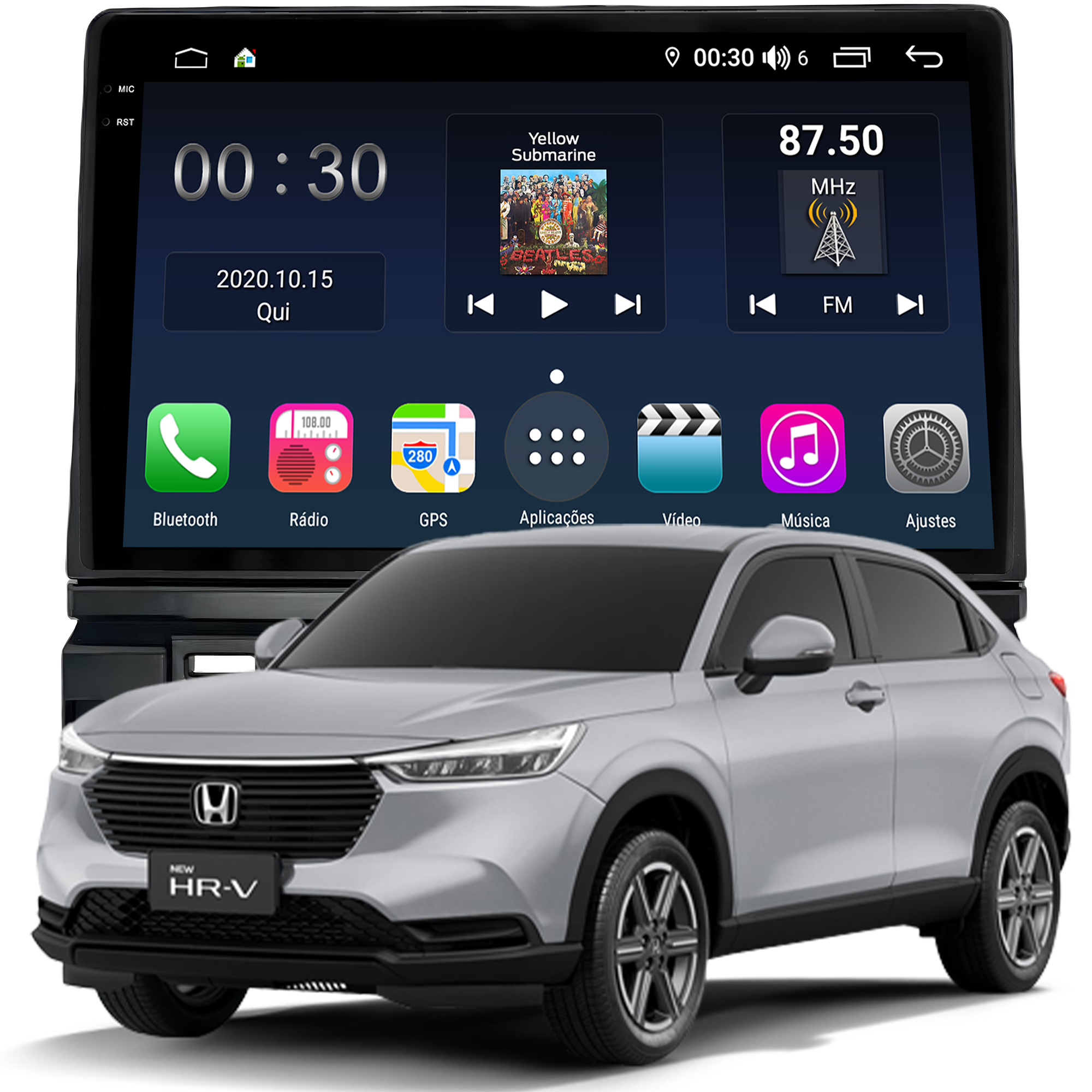 MULTIMÍDIA <BR> AIKON PRÓTON <BR> 4RAM 64GB QLED 10" <BR> HRV 2022 ACIMA