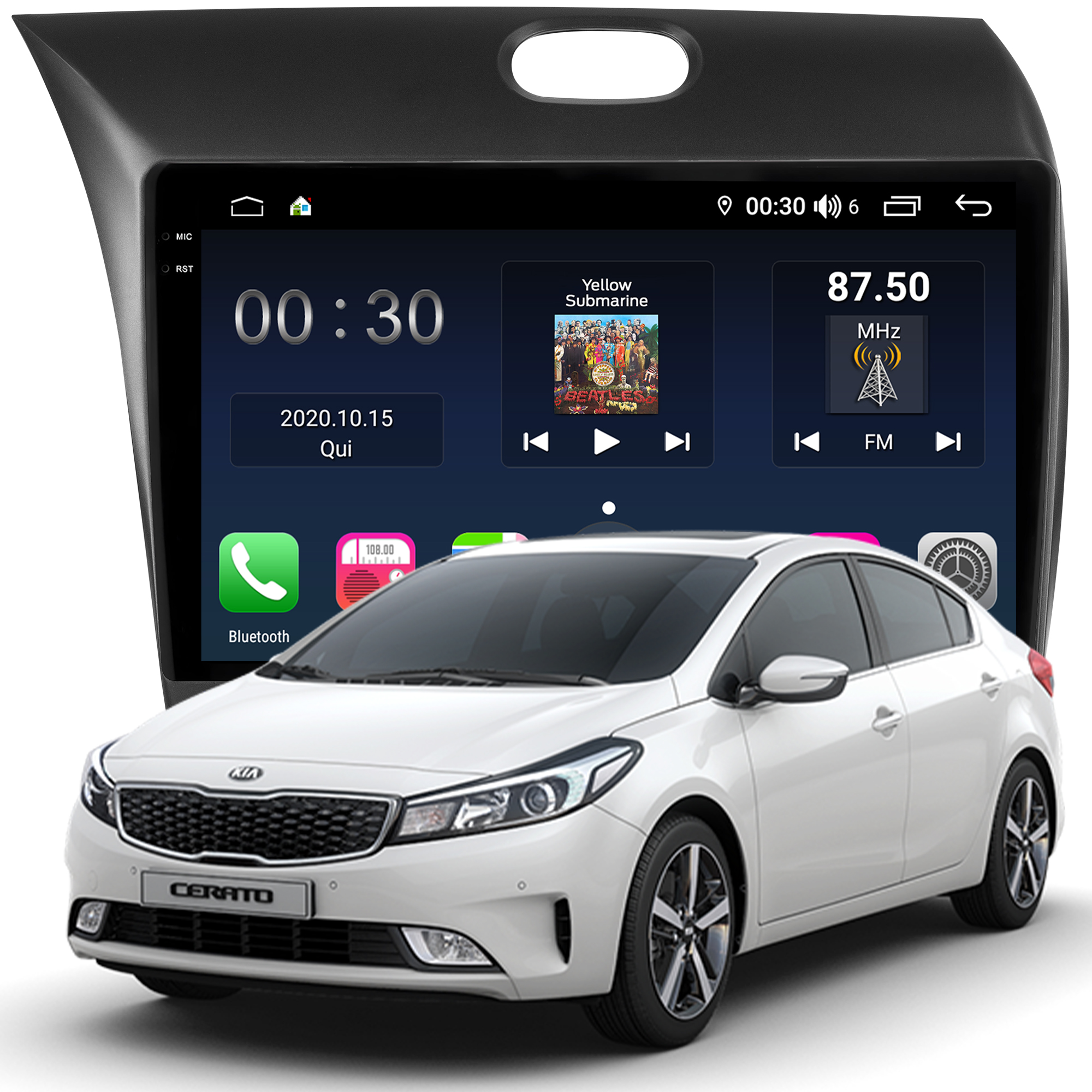 MULTIMÍDIA <BR> AIKON PRÓTON <BR> 4RAM 64GB QLED 9'' <BR> CERATO 2013 A 2019