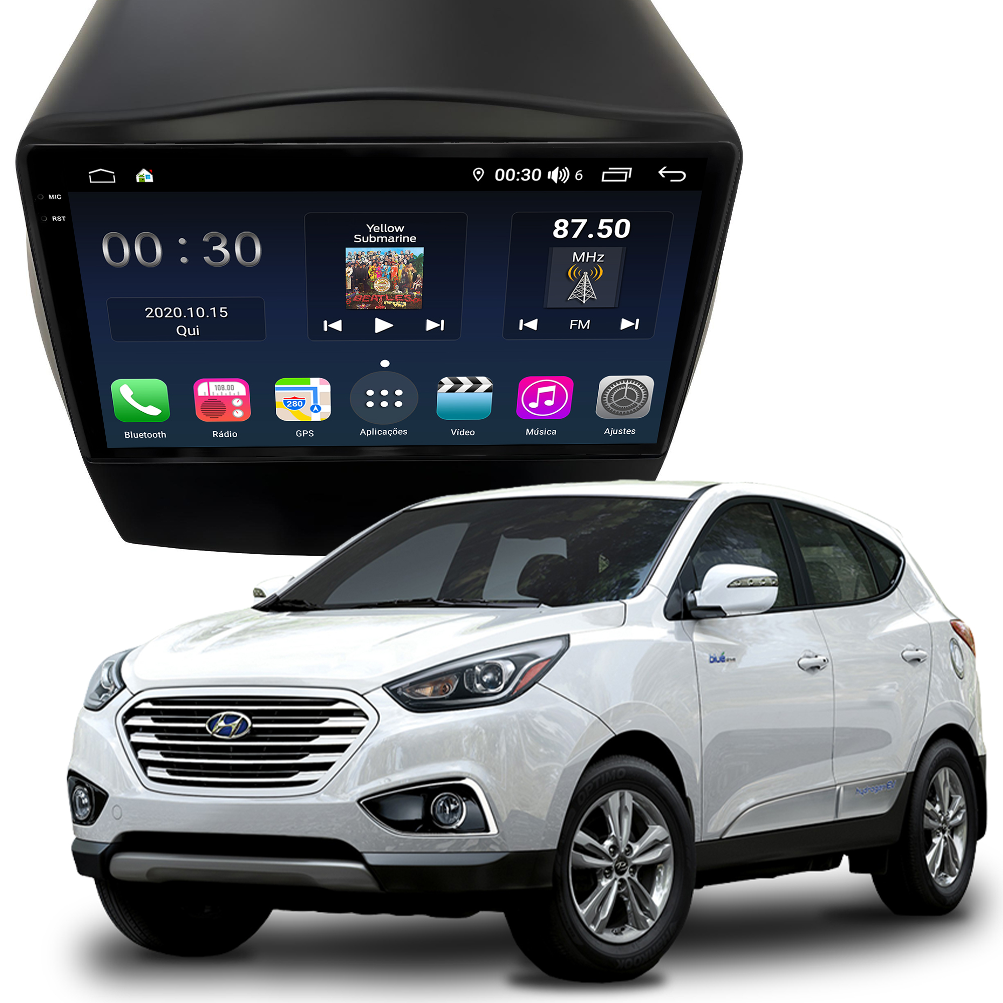 MULTIMÍDIA <BR> AIKON PRÓTON <BR> 4RAM 64GB QLED 9'' <BR> HYUNDAI IX35