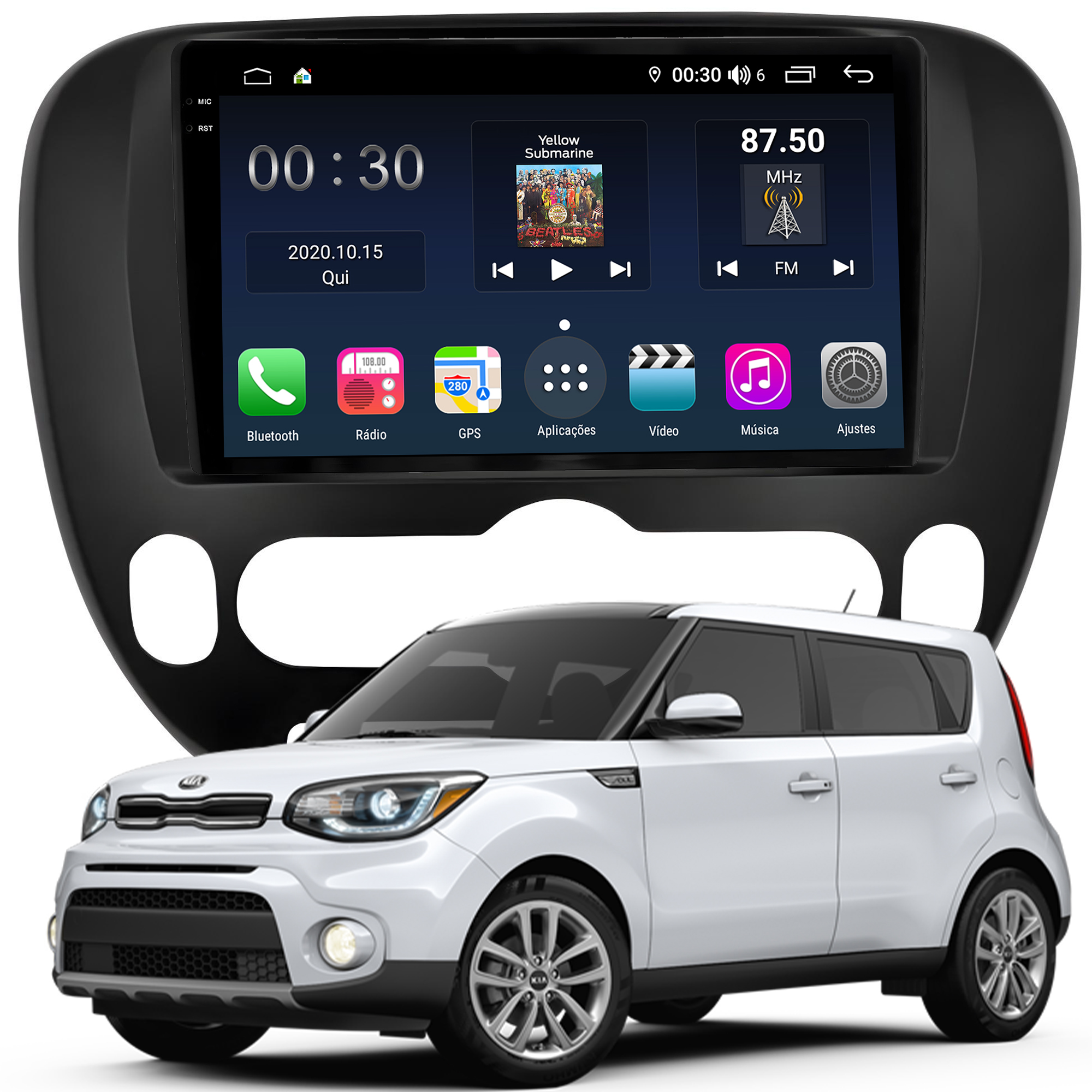 MULTIMÍDIA <BR> AIKON PRÓTON <BR> 4RAM 64GB QLED 9'' <BR> SOUL 2015 A 2021