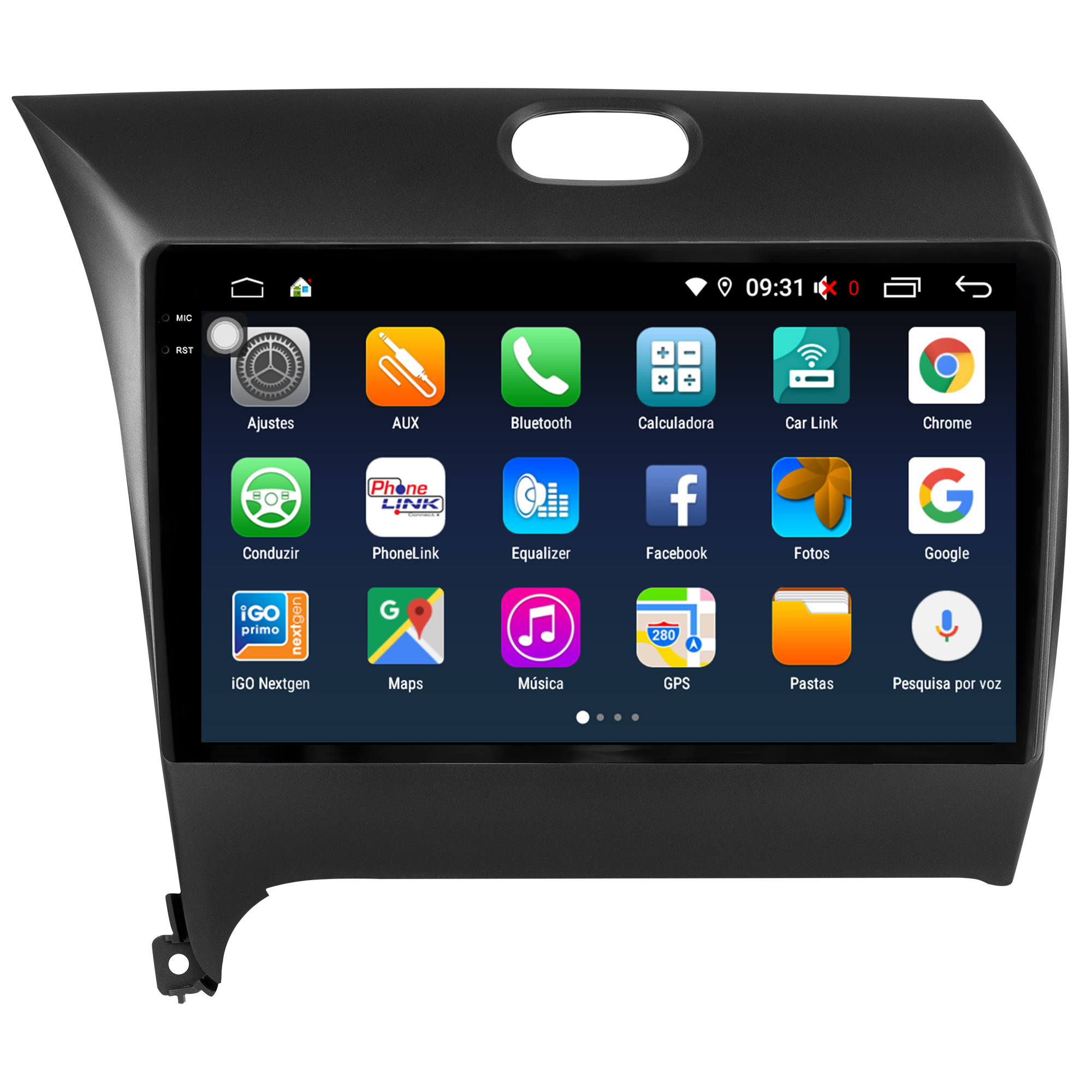 MULTIMÍDIA <BR> AIKON PRÓTON <BR> 4RAM 64GB QLED 9'' <BR> CERATO 2013 A 2019 - Imagem 4