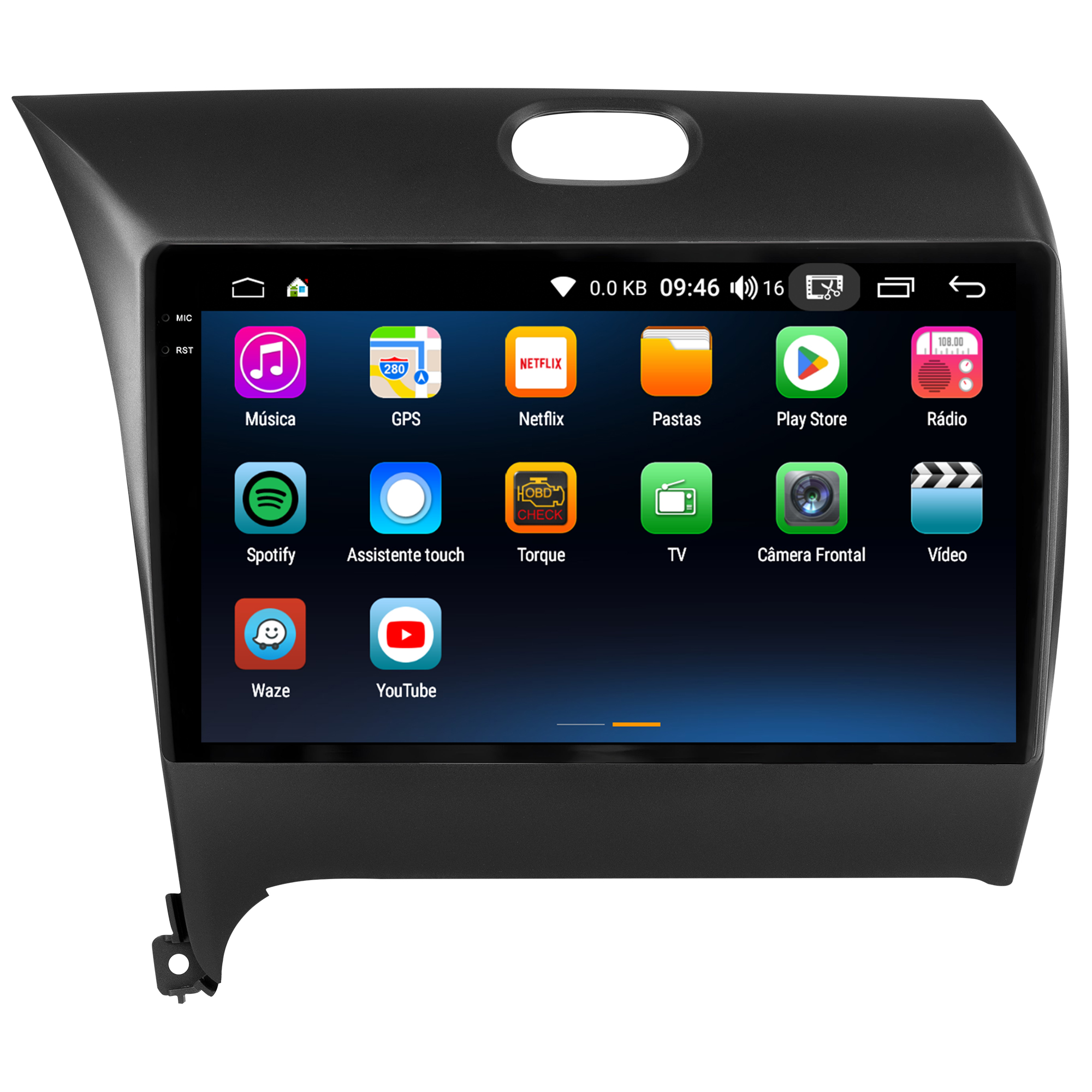 MULTIMÍDIA <BR> AIKON PRÓTON <BR> 4RAM 64GB QLED 9'' <BR> CERATO 2013 A 2019 - Imagem 5