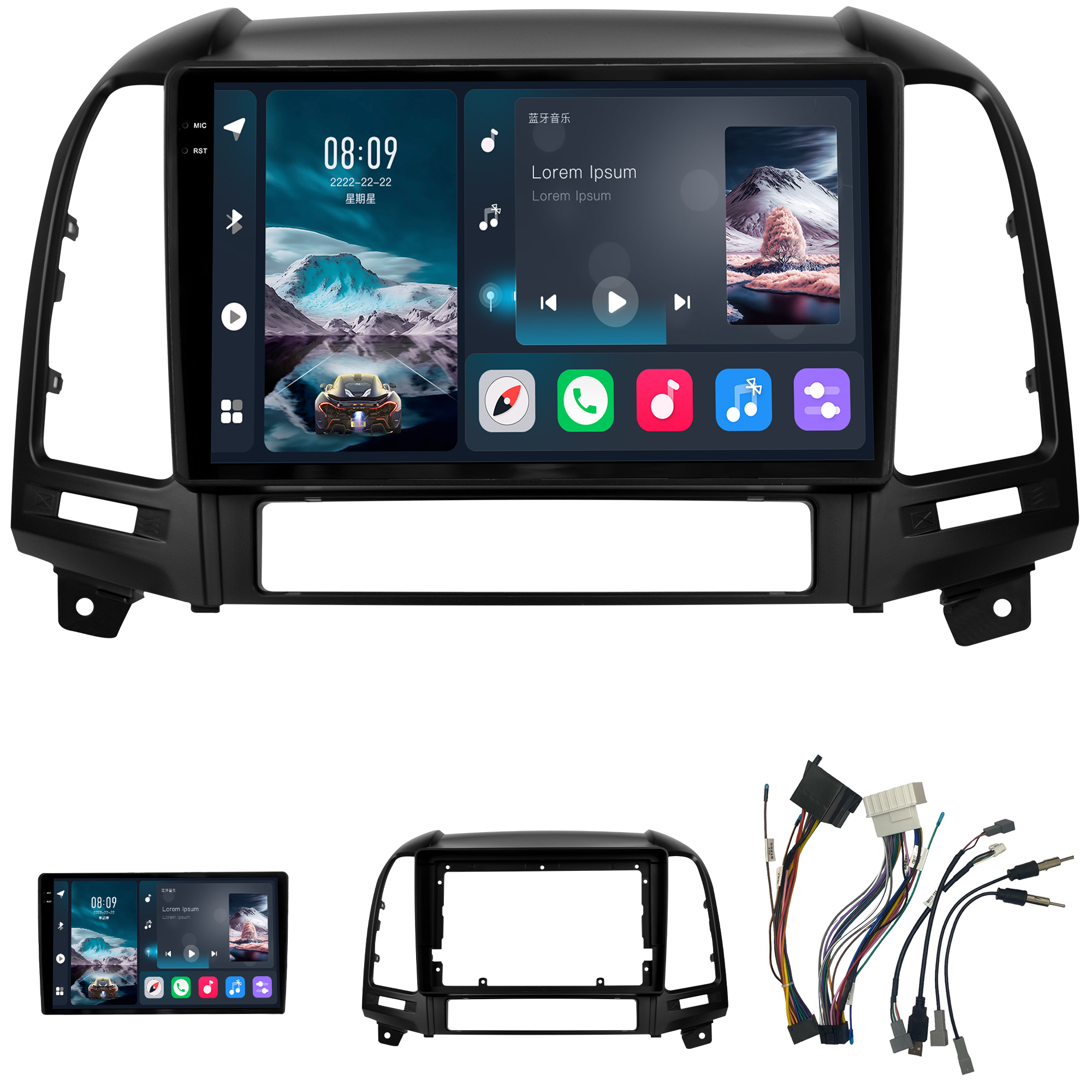 MULTIMÍDIA <BR> SOAUDIO S LINE <BR> 2RAM 64GB QLED 9''<BR> SANTA FÉ 2007 A 2013 - Imagem 2