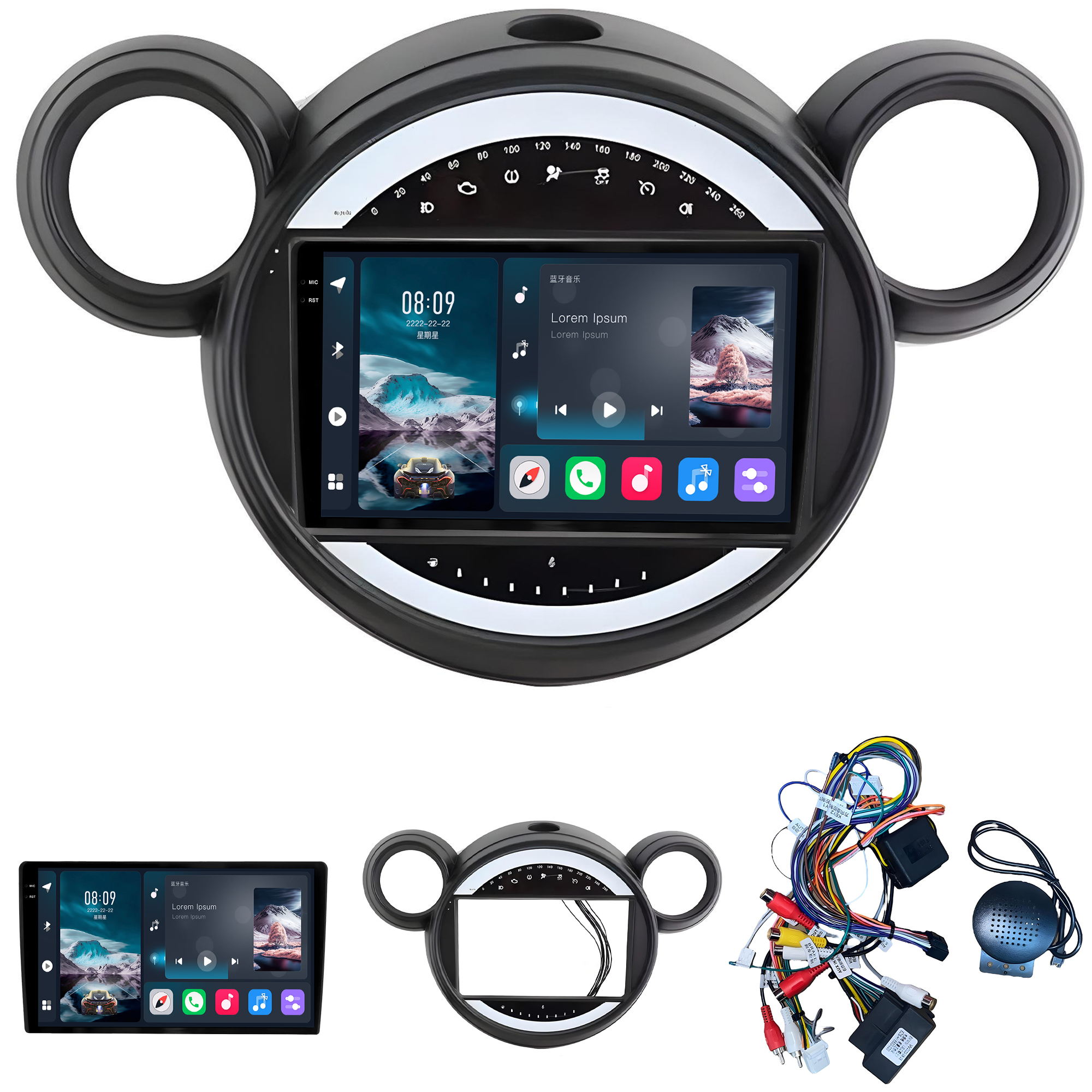 MULTIMÍDIA <BR> SOAUDIO S LINE <BR> 2RAM 64GB QLED 9'' <BR> MINI COOPER 1.6 <BR> MODELO MICKEY <BR> 2007 A 2016 - Imagem 2