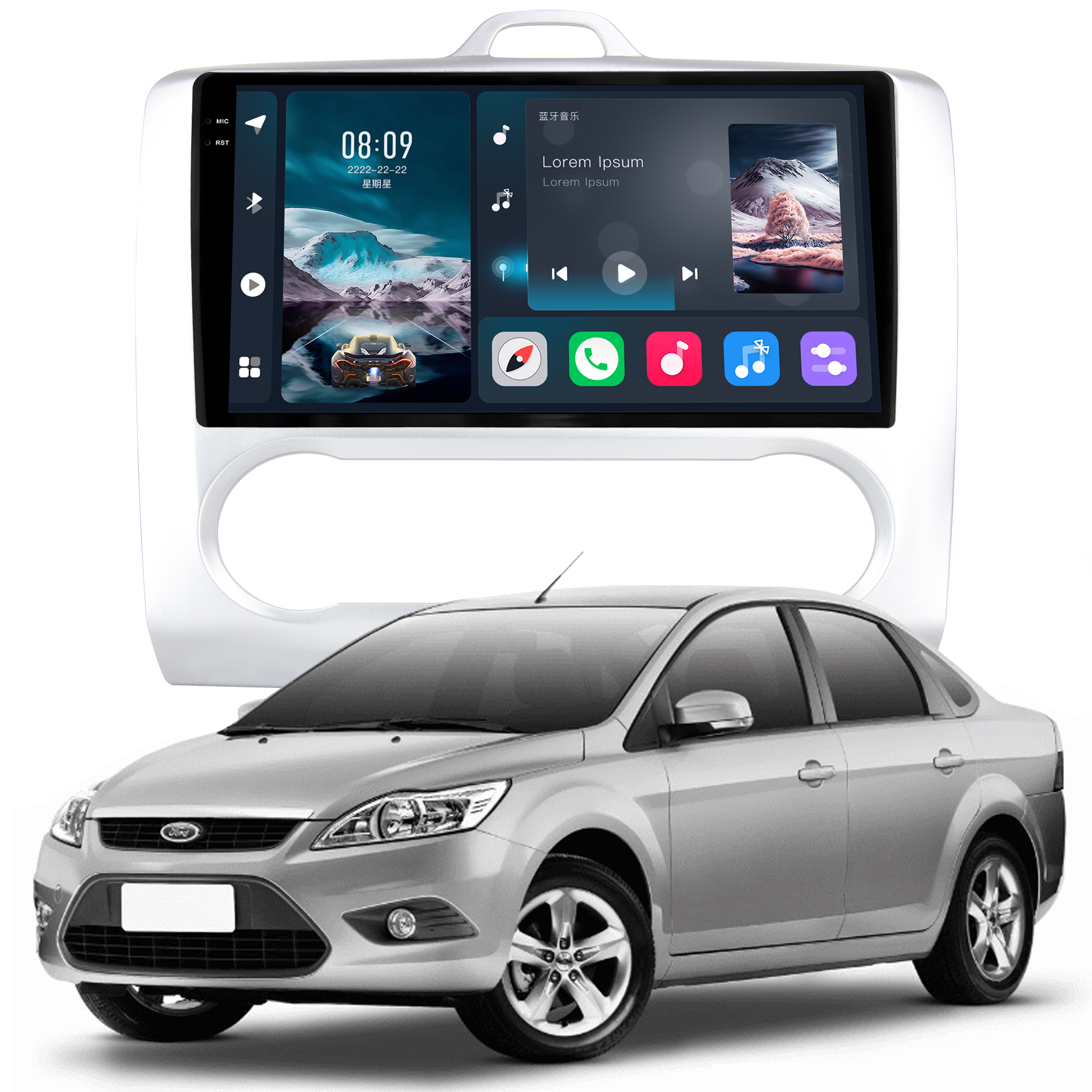 MULTIMÍDIA <BR> SOAUDIO S LINE <BR> 2RAM 64GB QLED 9'' <BR> FORD FOCUS <BR> AR DIGITAL <BR> 2009 A 2013