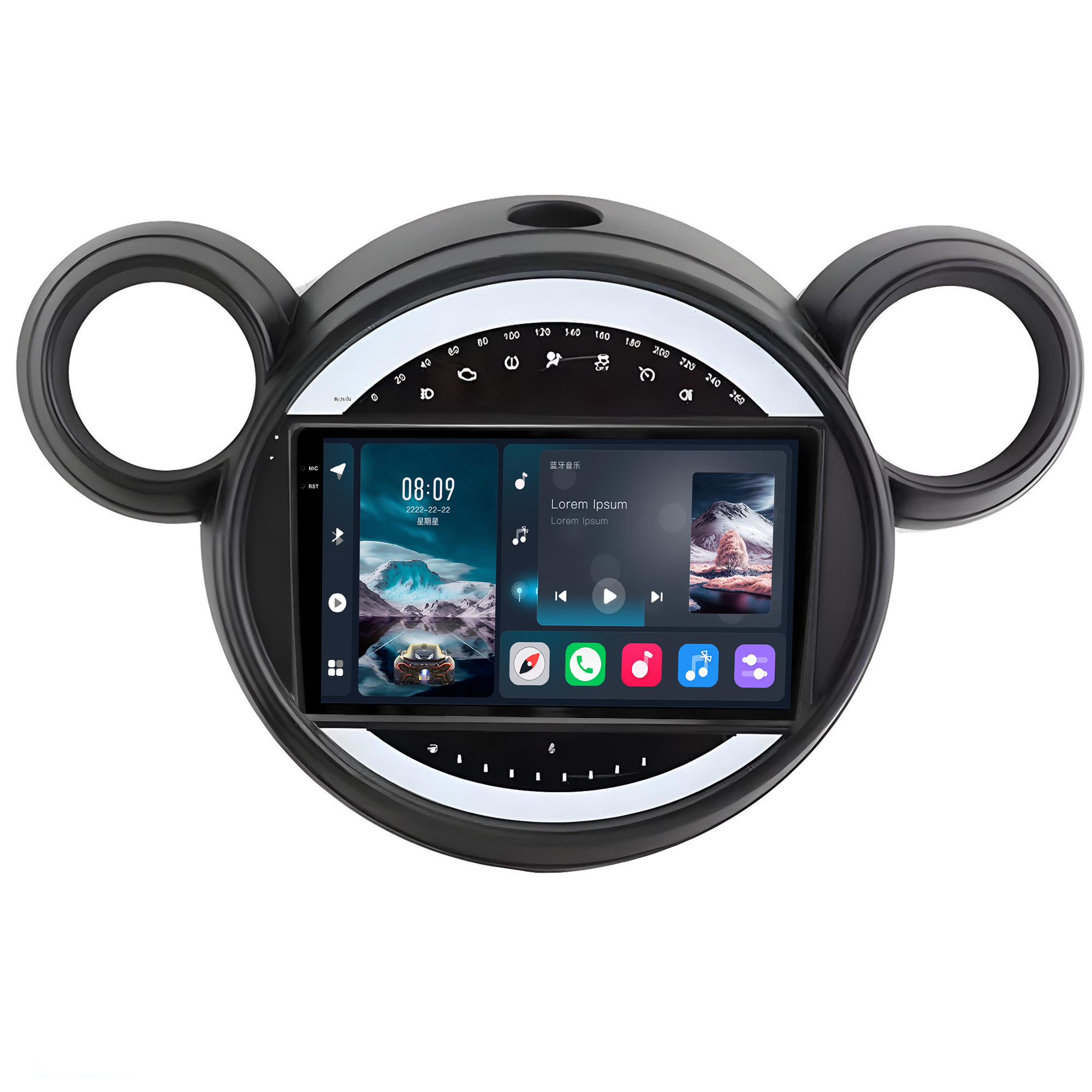 MULTIMÍDIA <BR> SOAUDIO S LINE <BR> 2RAM 64GB QLED 9'' <BR> MINI COOPER 1.6 <BR> MODELO MICKEY <BR> 2007 A 2016 - Imagem 3