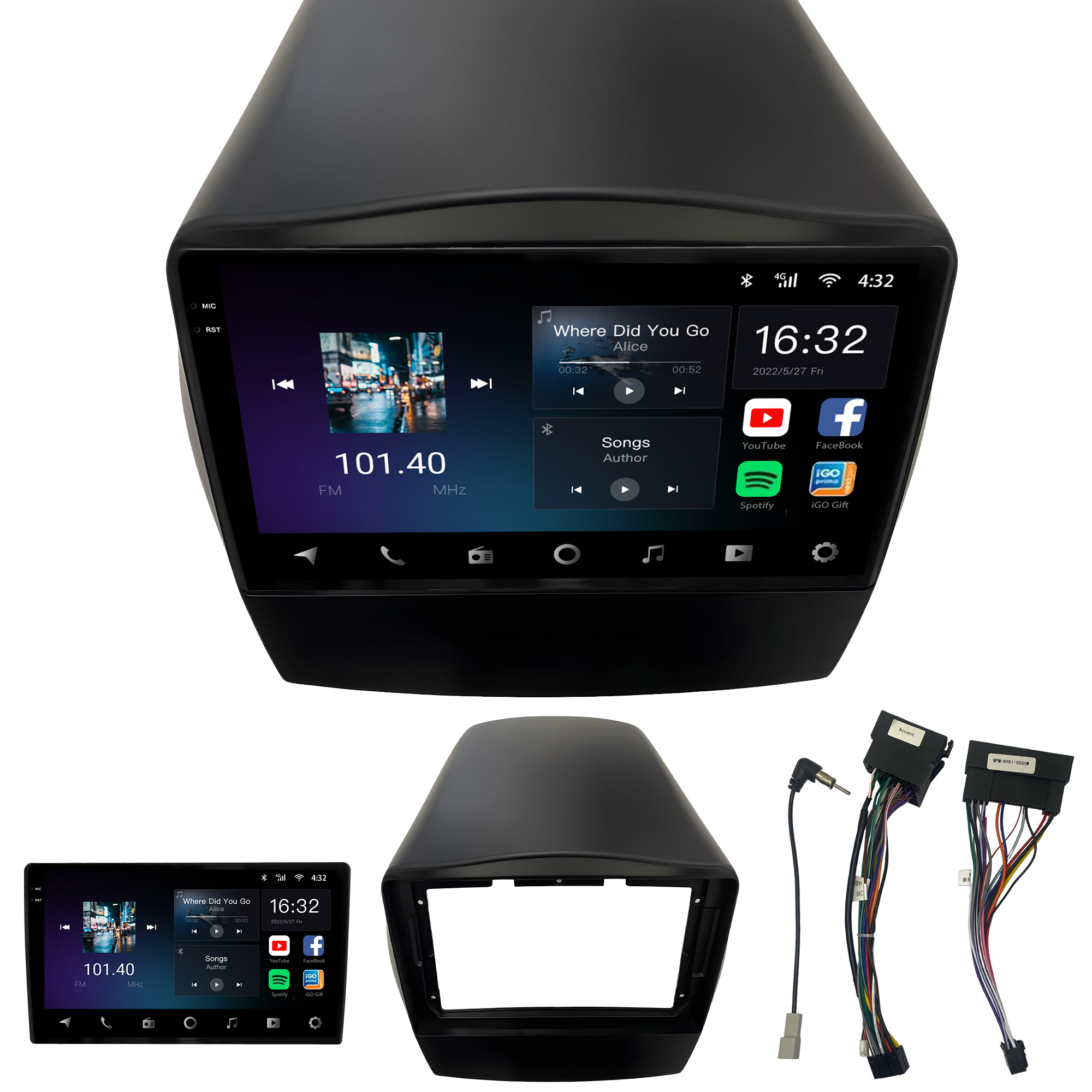 MULTIMÍDIA <BR> AIKON CORE RED <BR> 2RAM 64GB QLED 9'' <BR>HYUNDAI IX35 - Imagem 2