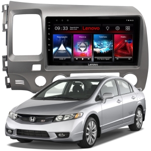 MULTIMÍDIA LENOVO <BR> 2RAM 64GB QLED 9" <BR> NEW CIVIC 2007 A 2011