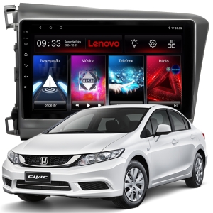 MULTIMÍDIA LENOVO <BR> 2RAM 64GB QLED 9" <BR> CIVIC G9 2012 A 2016